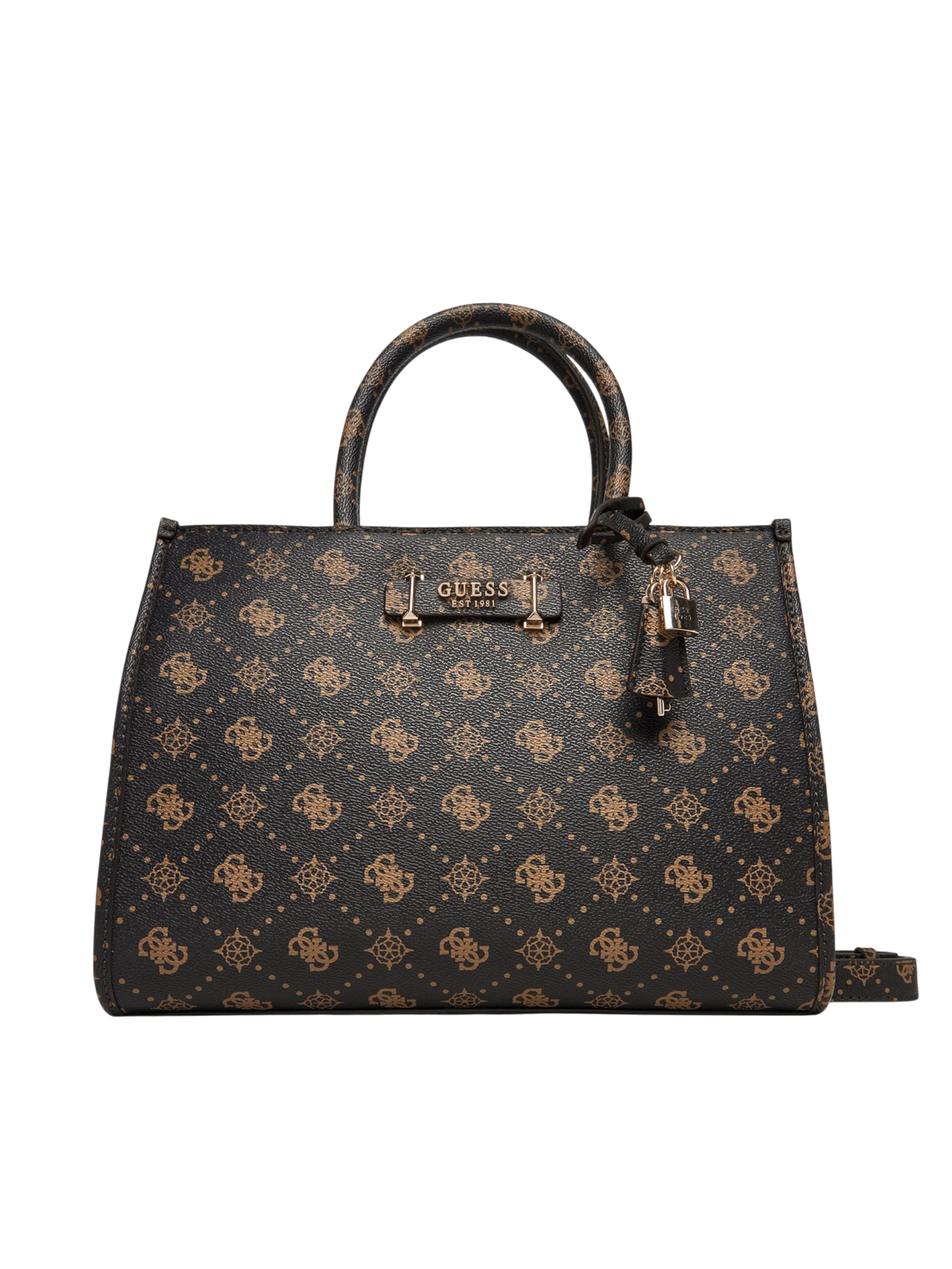 Borsa a mano Guess con stampa monogram e charm