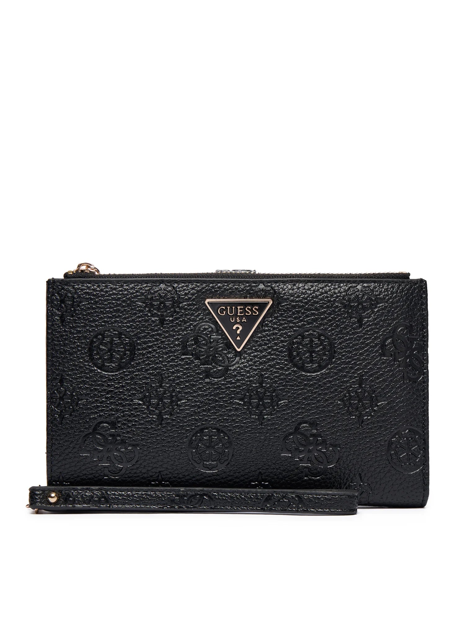 Guess portafoglio compatto logo all over con placca triangolare