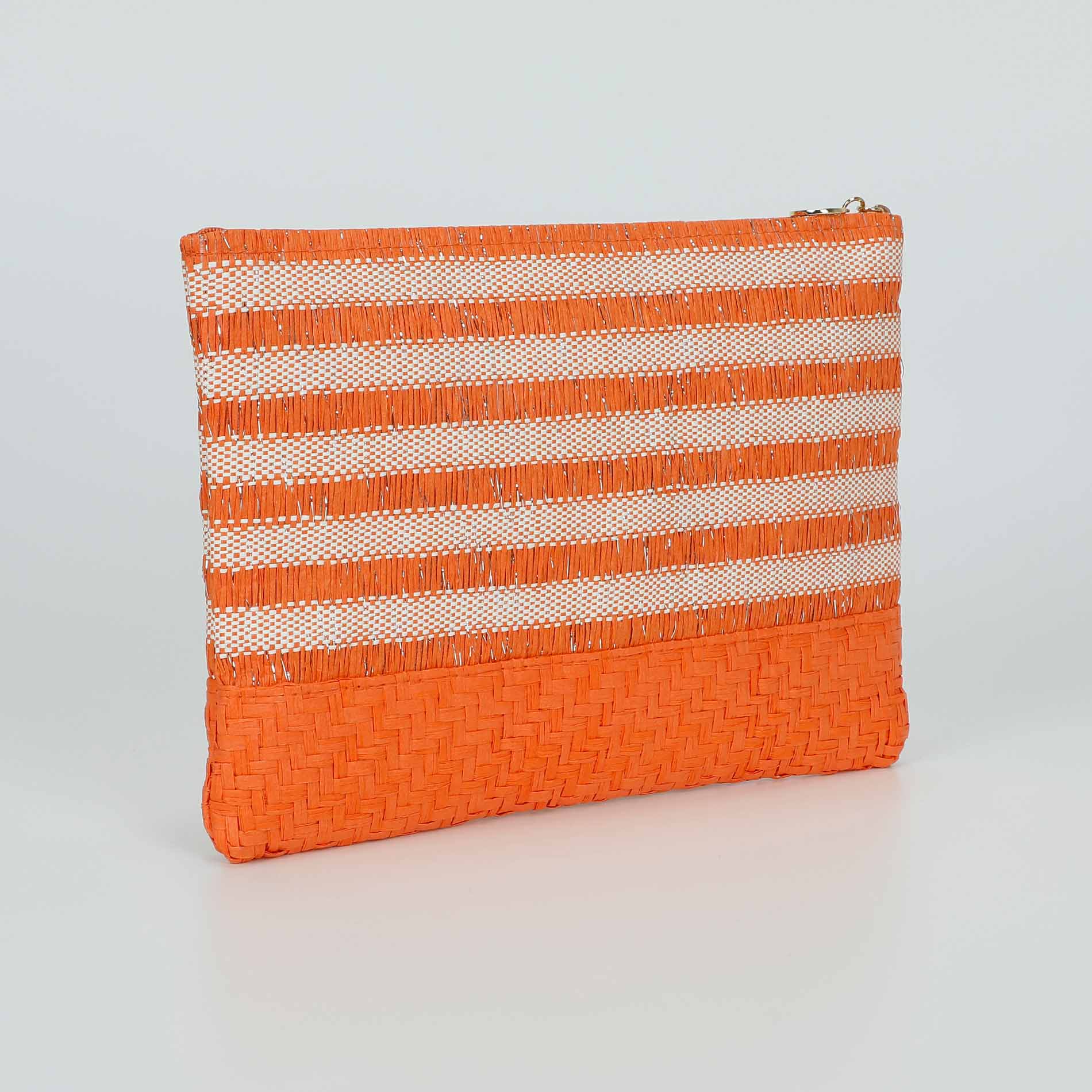 Pochette Mimi Mua in paglia intrecciata con chiusura zip