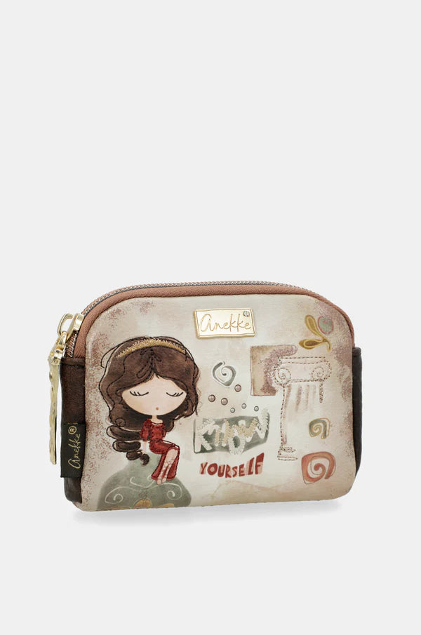 Portamonete Anekke con chiusura zip e design illustrato compatto Beige TU | Giò Fashion