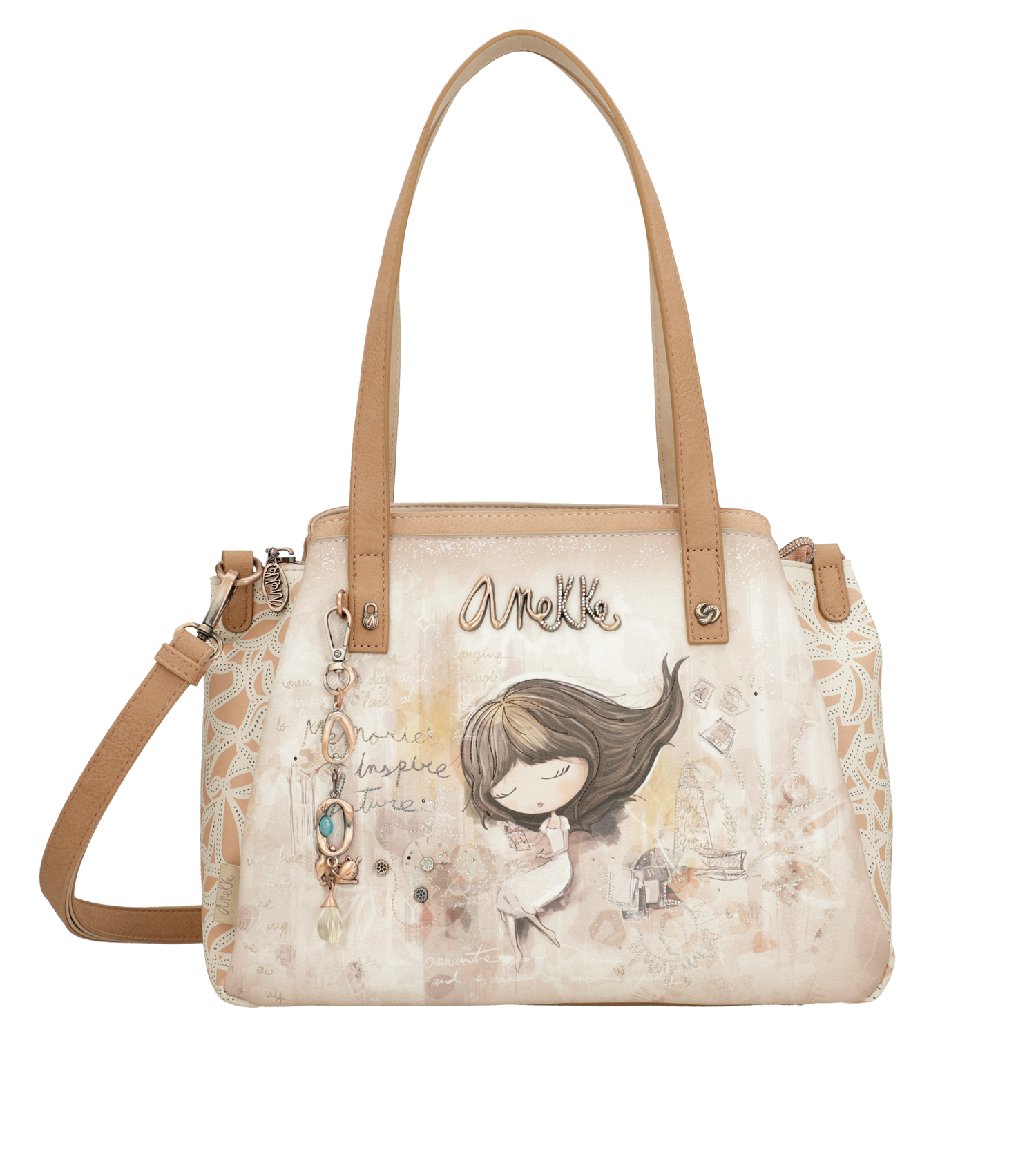 Borsa Anekke elegante e versatile con doppio manico e tracolla Beige TU | Giò Fashion