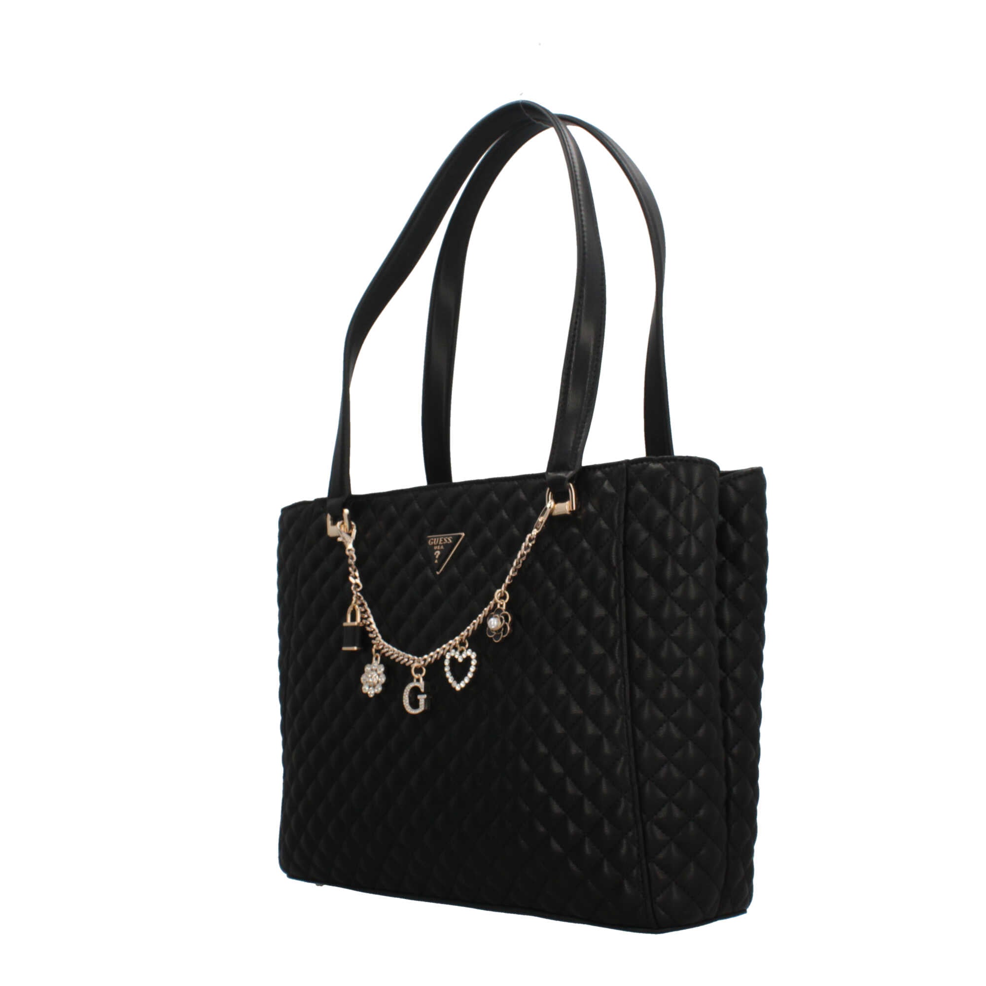 Shopper trapuntata Guess con charm decorativi