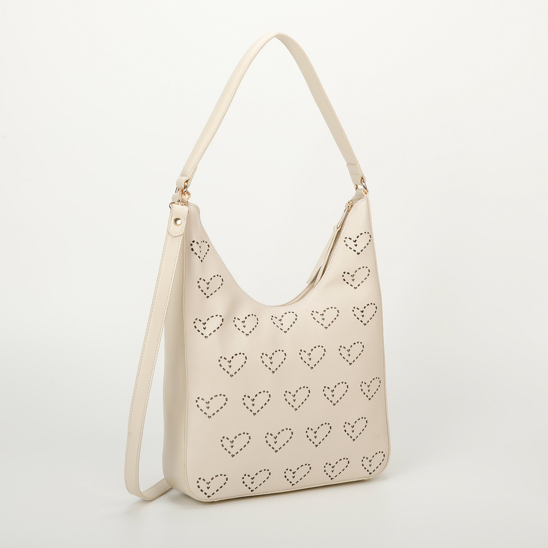 Mimi Mua Borsa a Spalla con Motivo Cuori Traforati