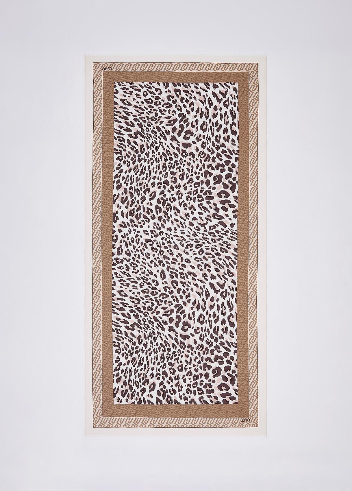 Sciarpa Liu Jo donna con stampa animalier e logo Naturale TU | Giò Fashion