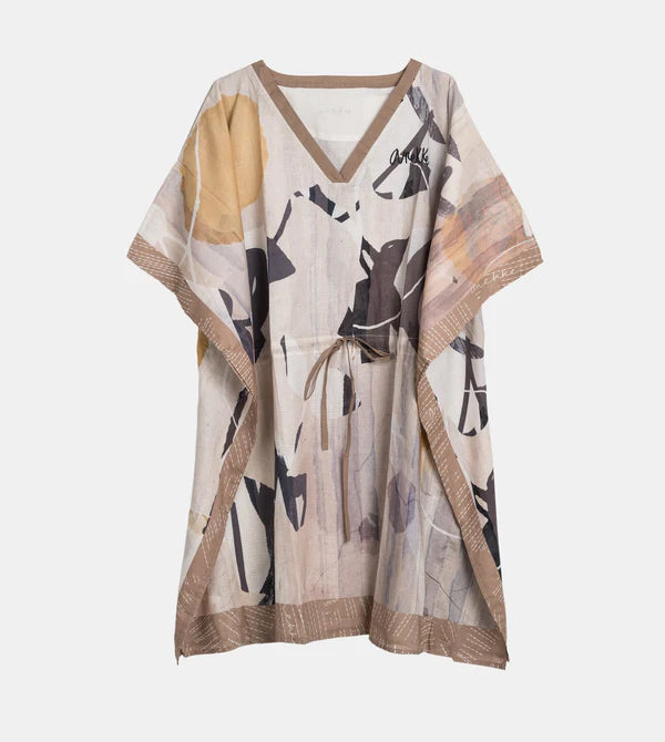 Kaftano corto Anekke con stampa astratta e laccio regolabile Beige TU | Giò Fashion