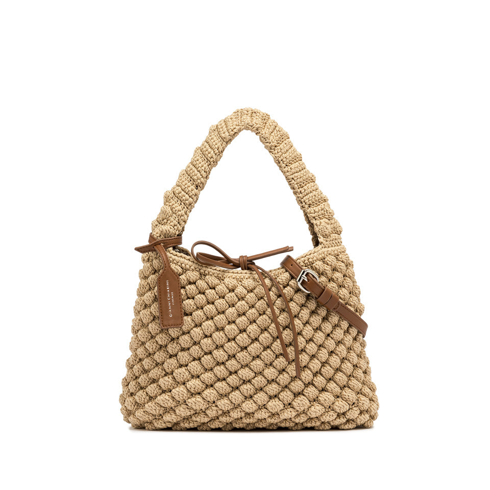 Pouch Gianni Chiarini Bella in tessuto lavorato con tracolla regolabile Beige TU | Giò Fashion