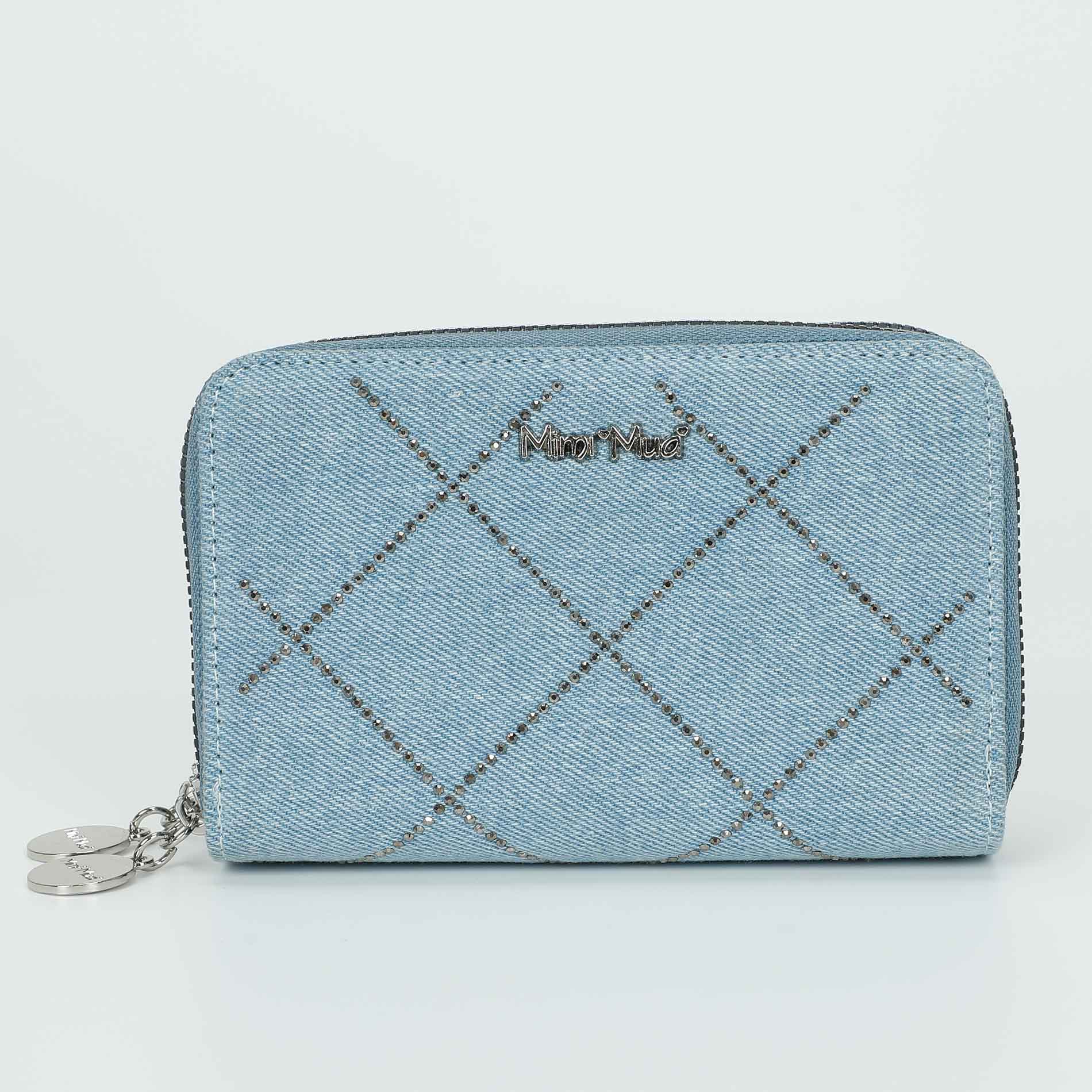 Portafoglio Mimi Mua in tessuto con cuciture decorative Blu TU | Giò Fashion