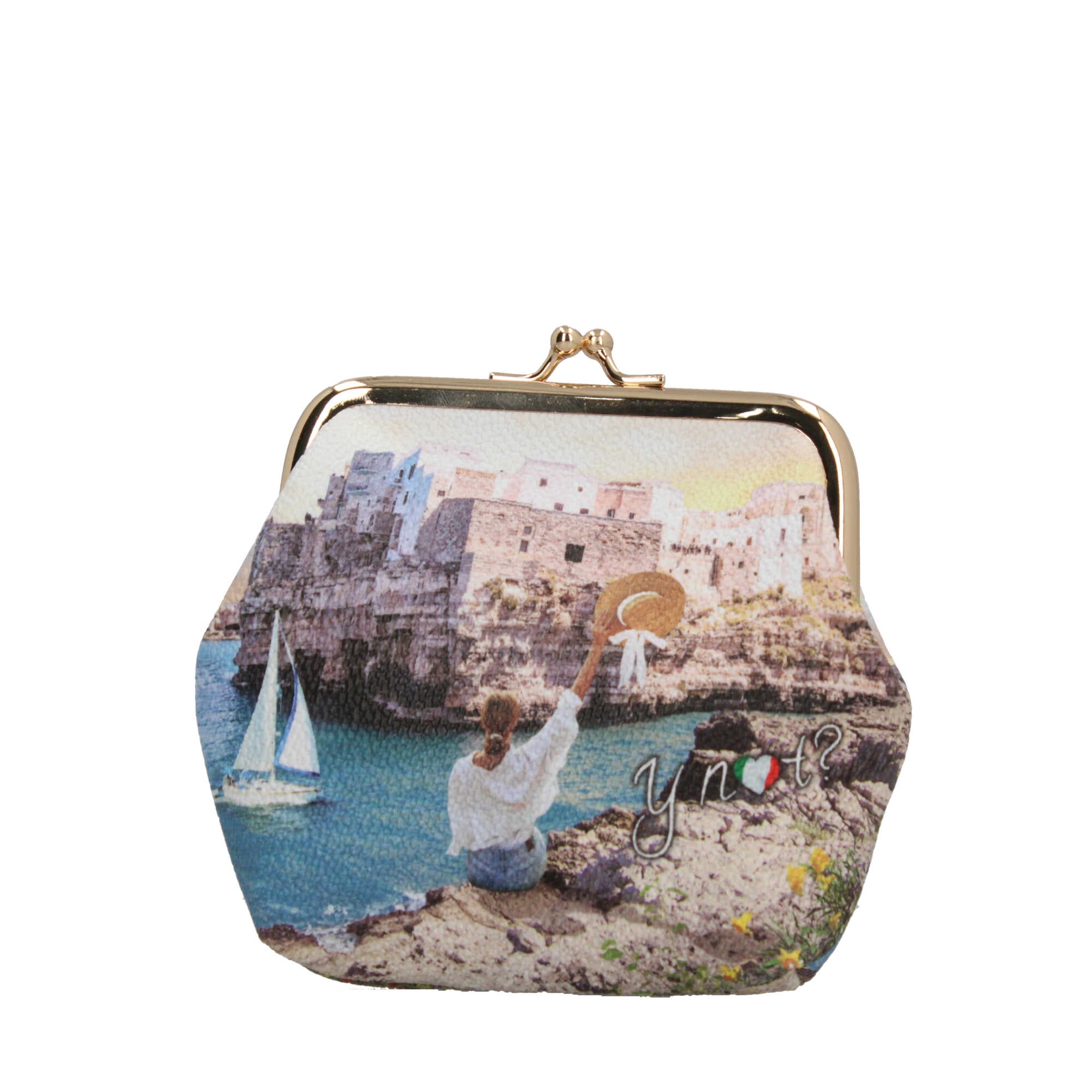Portamonete YNot con stampa artistica e chiusura a scatto POLIGNANO COAST TU | Giò Fashion