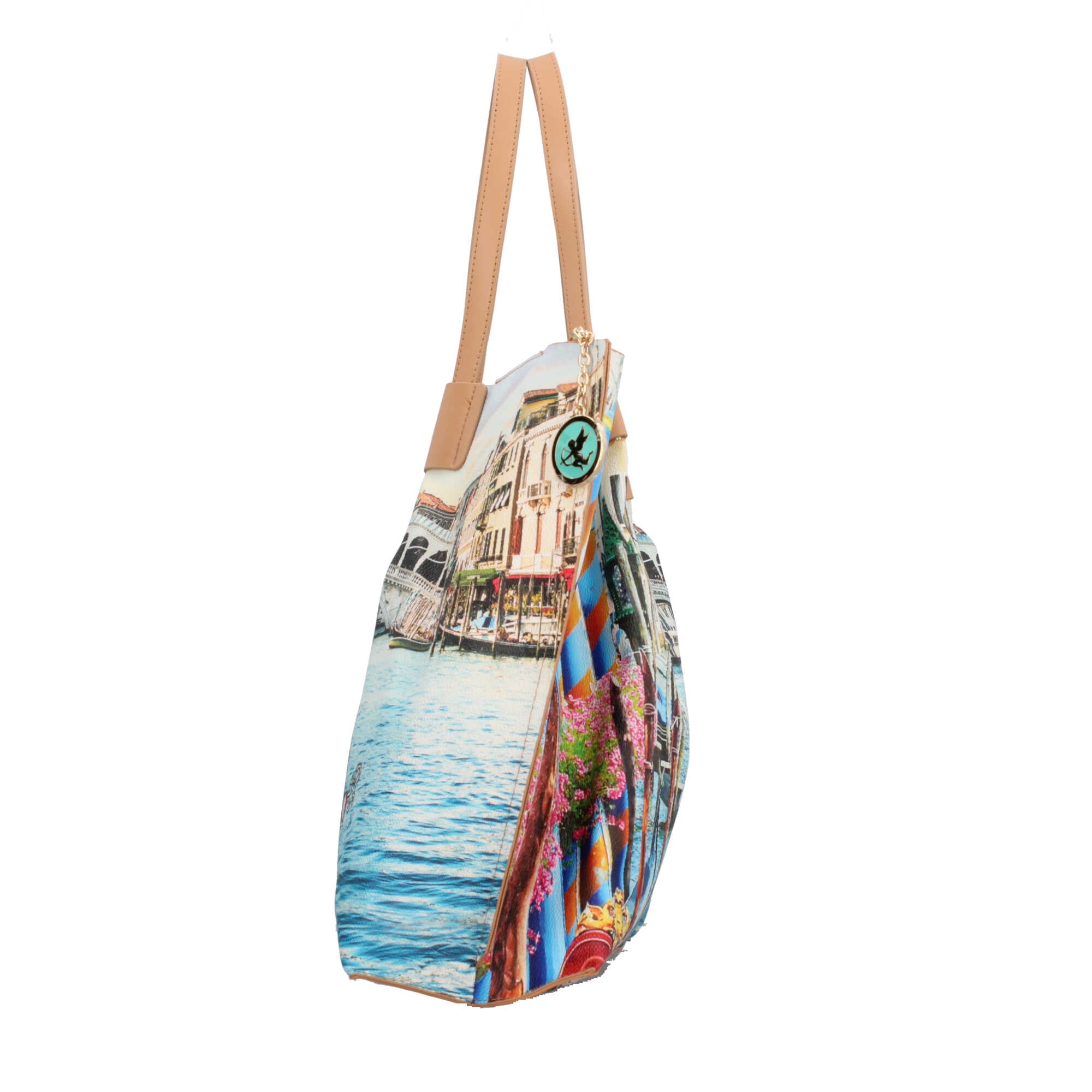 Shopping bag YNot capiente con stampa artistica e doppio manico