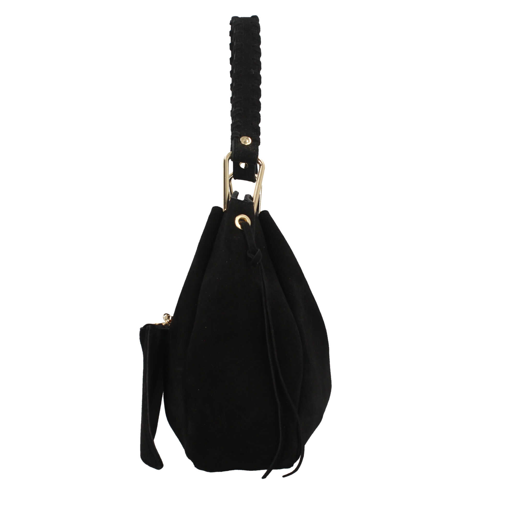Borsa Made in Italy a spalla in vera pelle con manico intrecciato