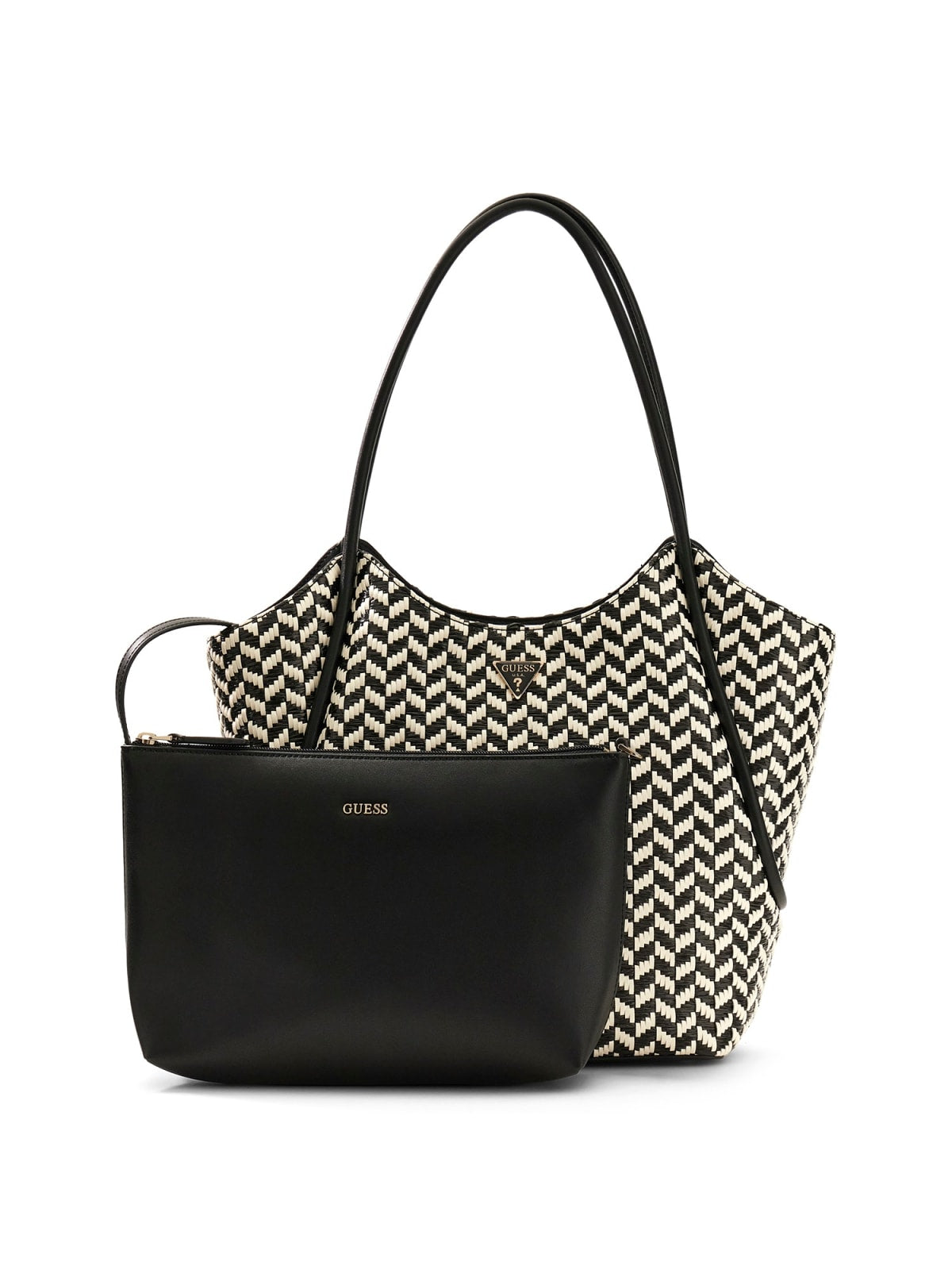 Borsa a spalla Guess donna intreccio motivo geometrico con logo NERO MULTI TU | Giò Fashion