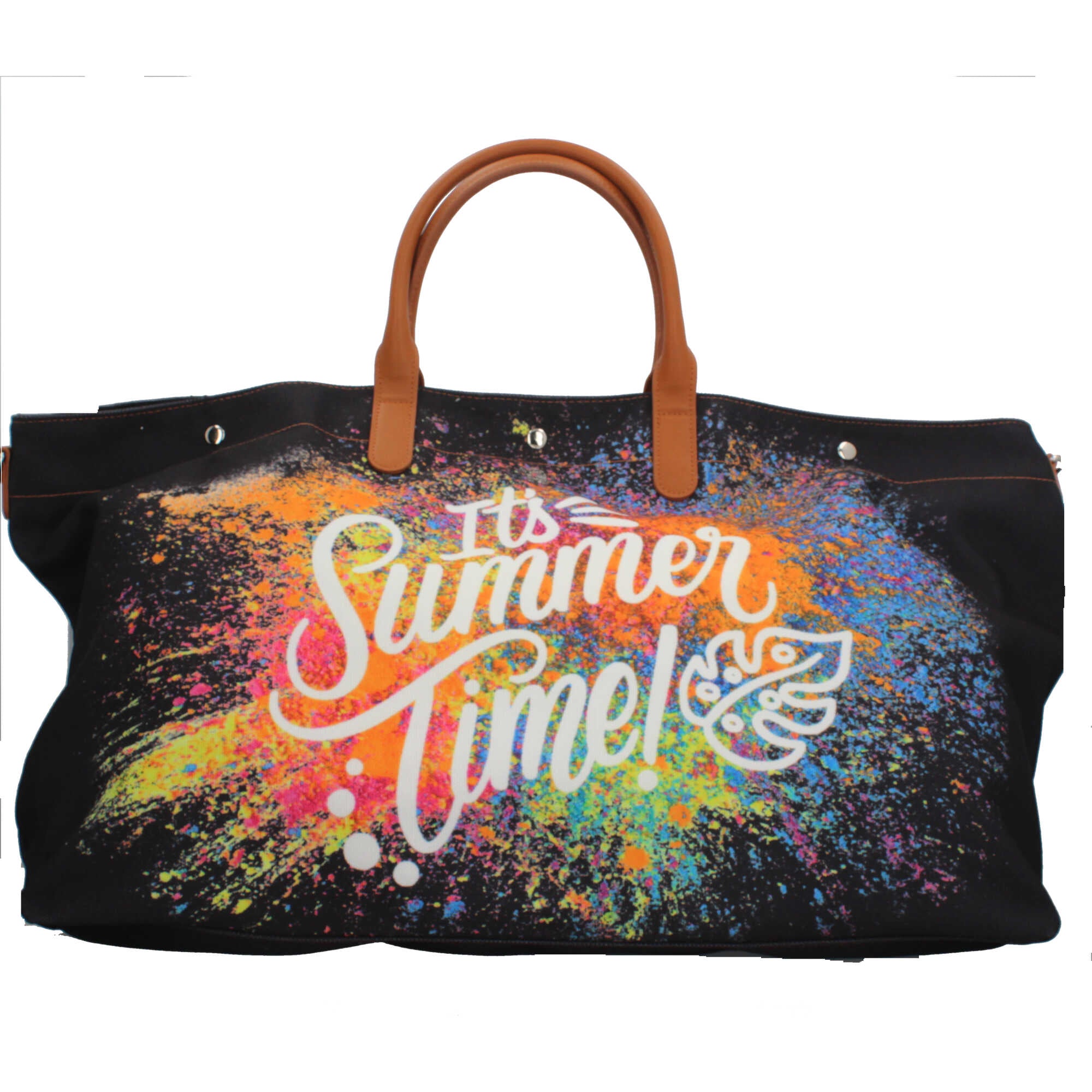 Borsa mare Ynot con stampa spray e manici in ecopelle