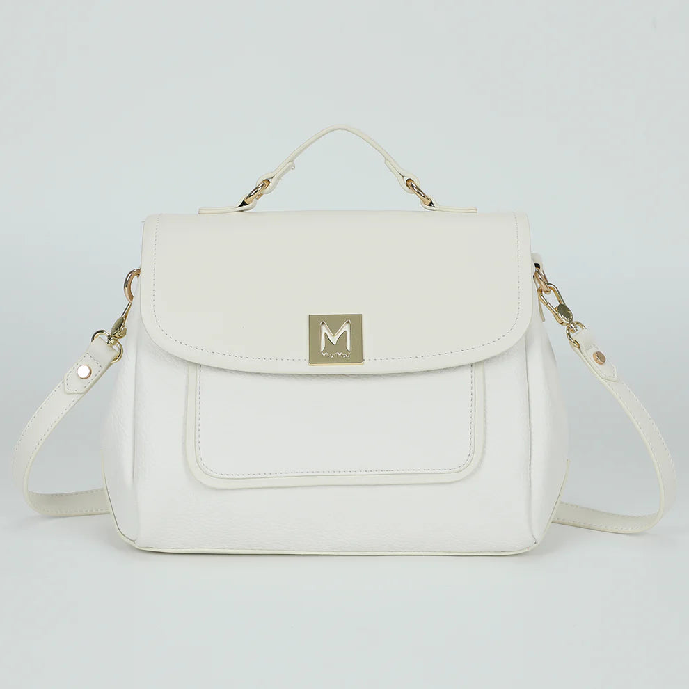 Borsa MIMI MUA a mano con pattina e logo frontale