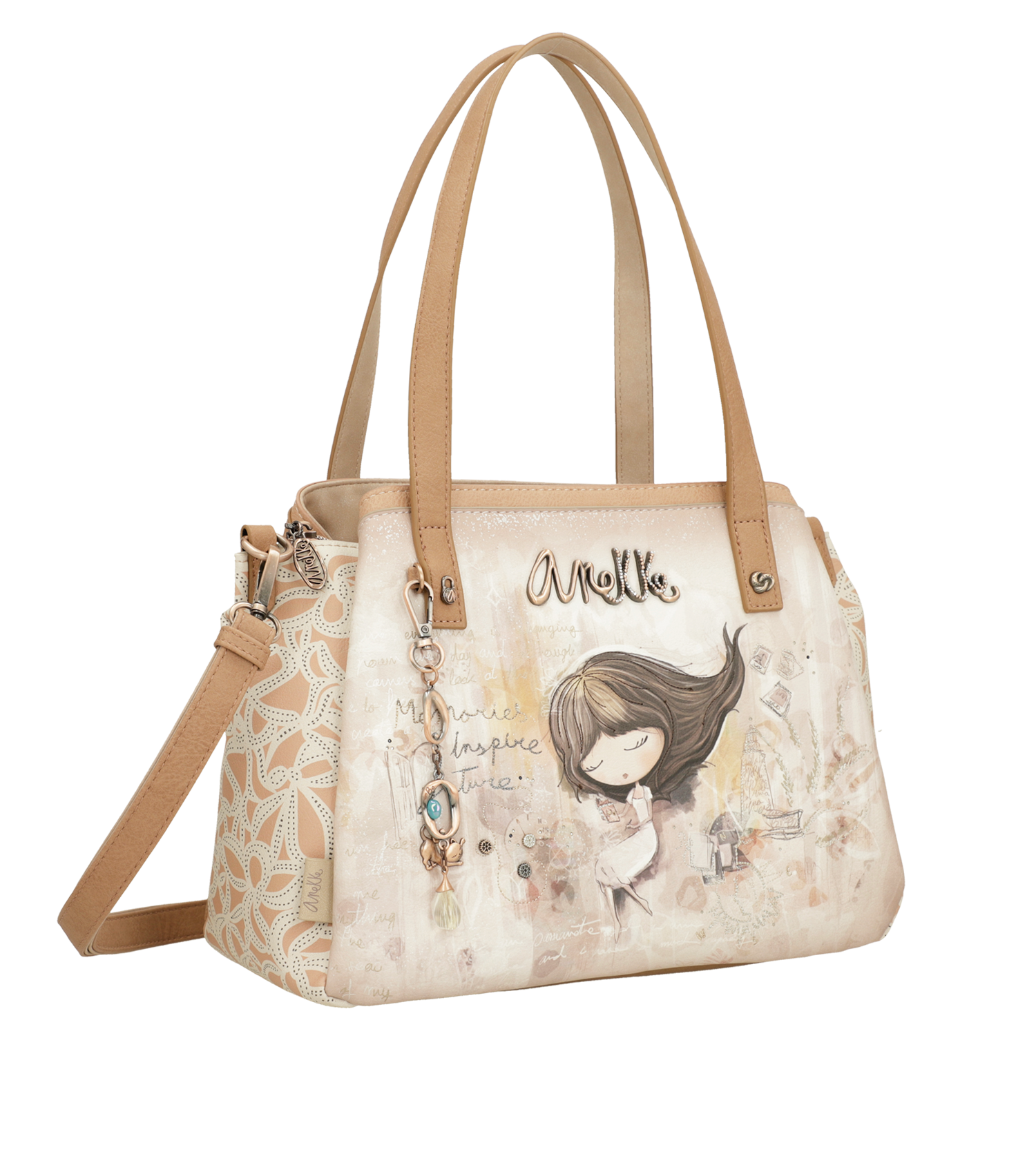 Borsa Anekke elegante e versatile con doppio manico e tracolla Beige TU | Giò Fashion