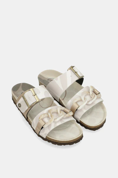 Ciabatte donna Anekke con fibbia regolabile e dettaglio catena Beige 41 | Giò Fashion