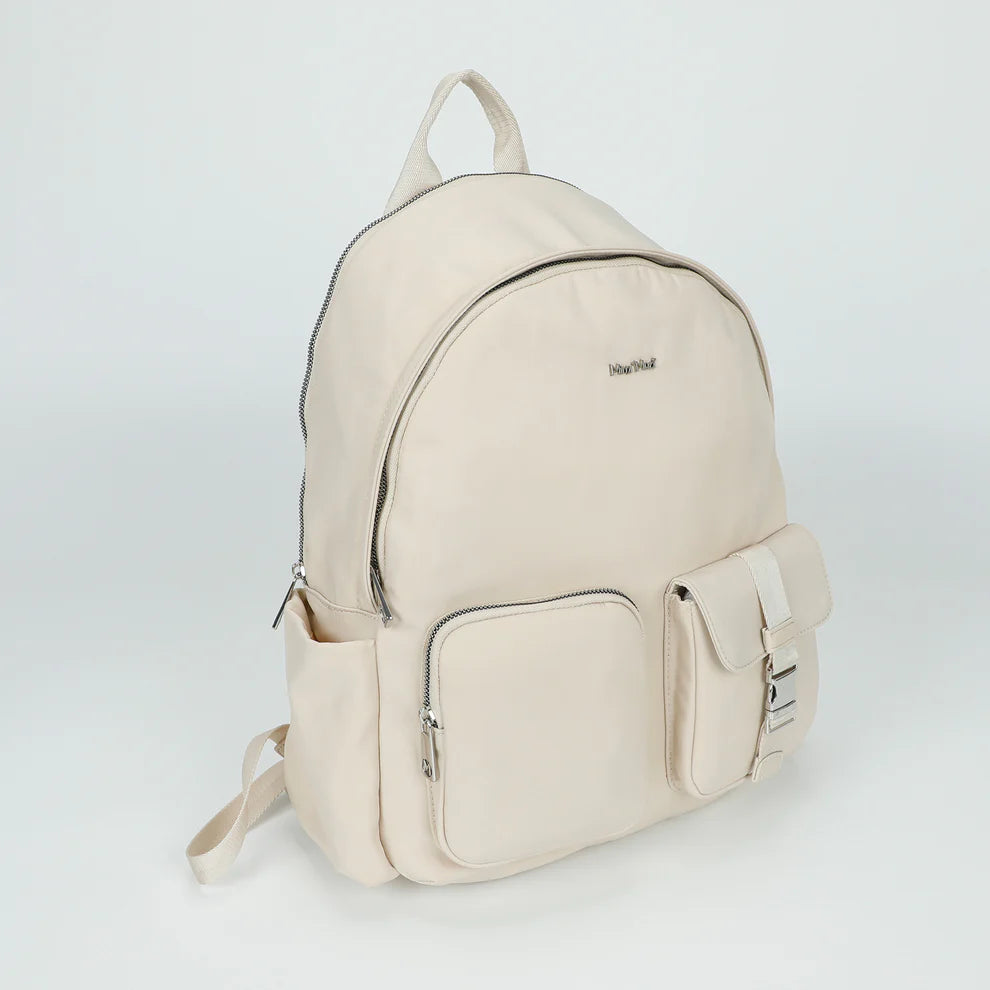 Mimi Mua zaino grande in nylon con tasche Beige TU | Giò Fashion