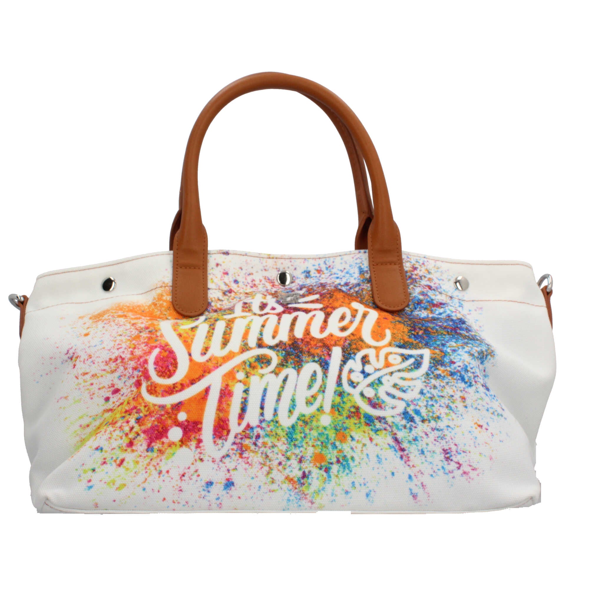 Borsa mare Ynot in tessuto con stampa estiva e tracolla rimovibile