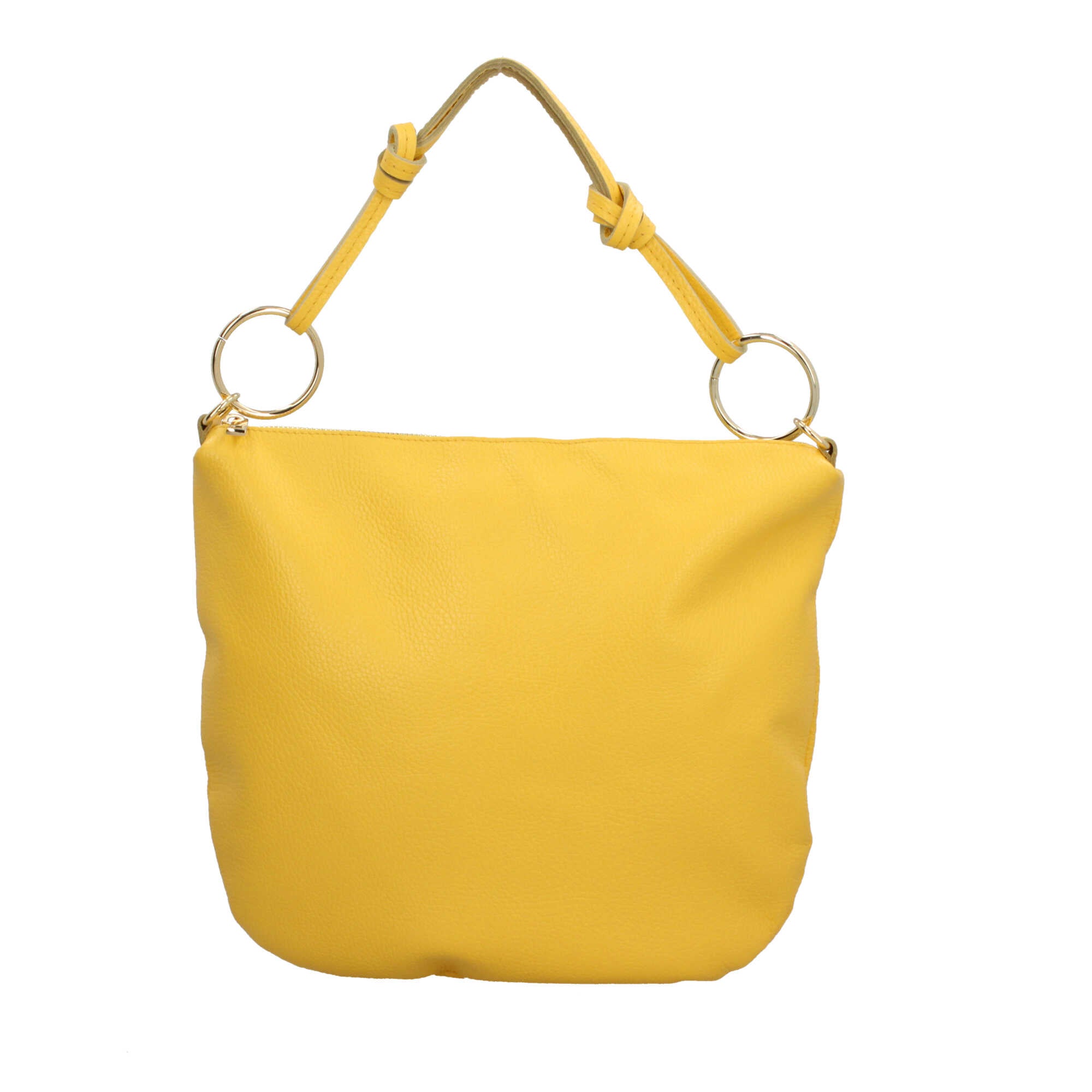 Borsa a spalla in pelle Made in Italy con manico ad anelli