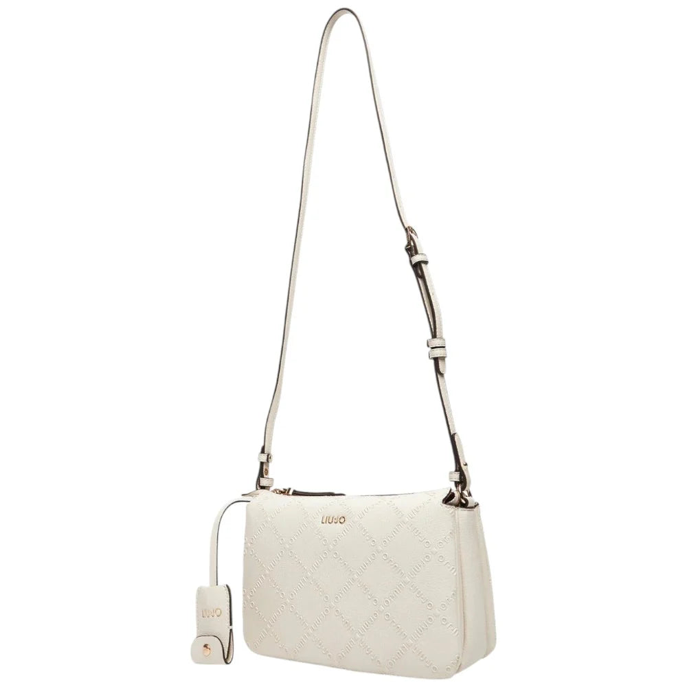 Borsa a tracolla Liu Jo con logo in rilievo e portachiavi Beige TU | Giò Fashion