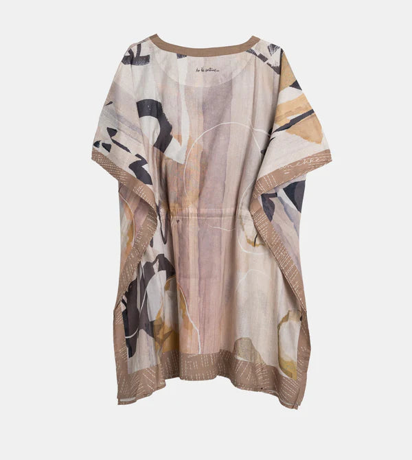 Kaftano corto Anekke con stampa astratta e laccio regolabile Beige TU | Giò Fashion