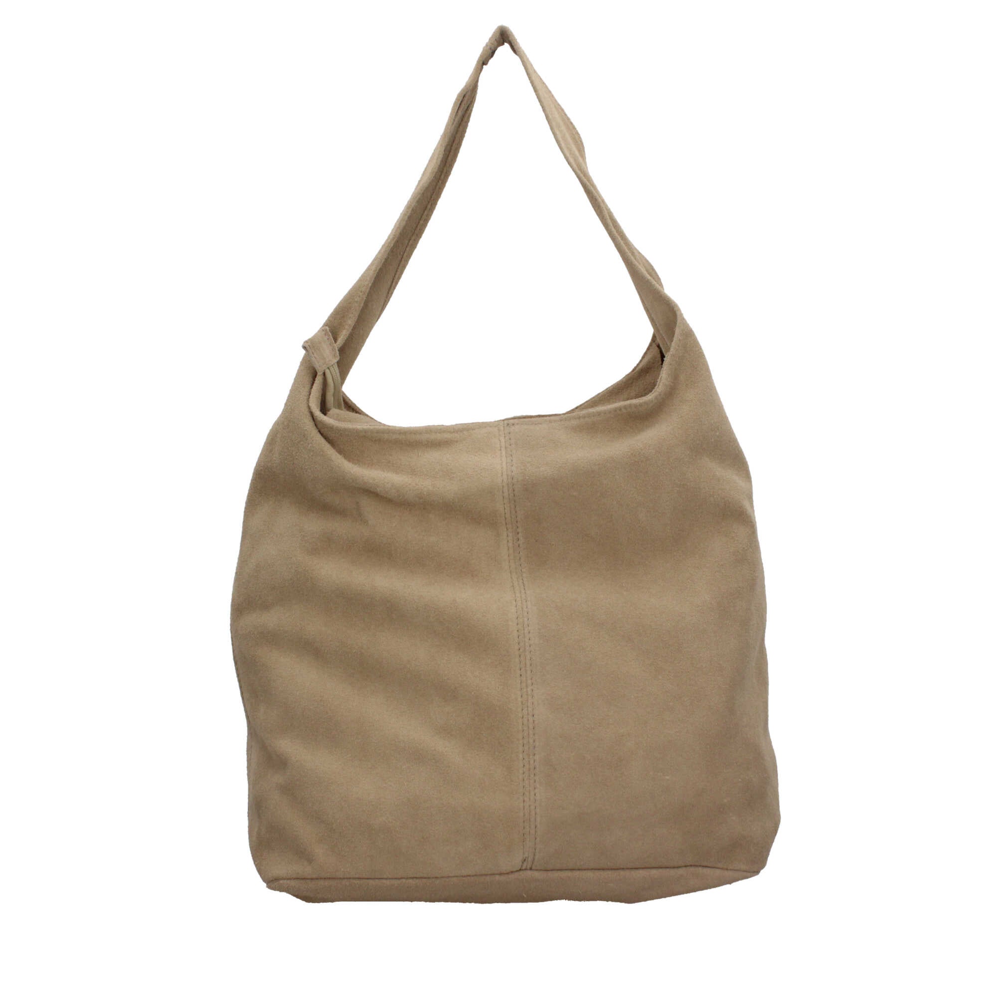 Borsa a spalla in camoscio Made in Italy dal design contemporaneo