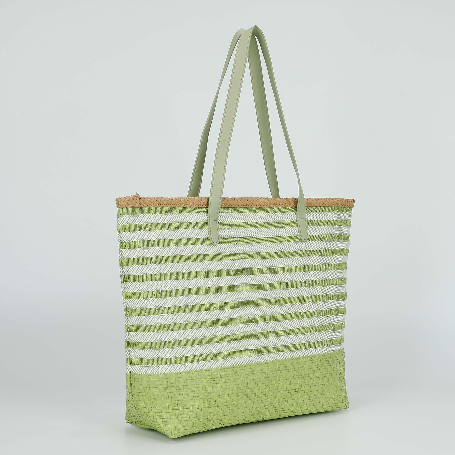 Borsa Mimi Mua in paglia intrecciata con manici lunghi