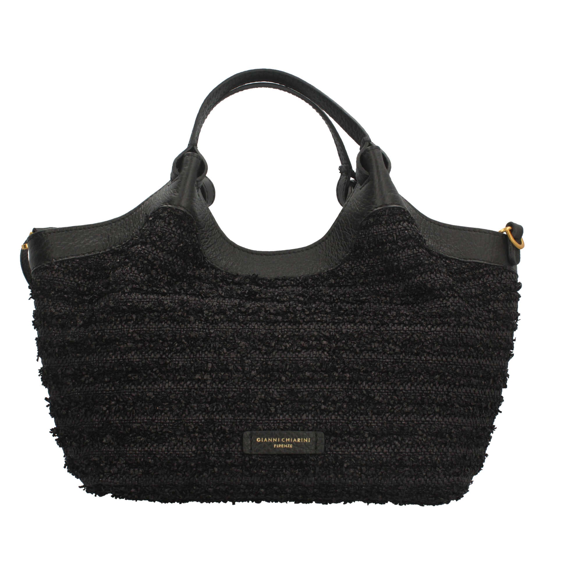 Borsa a mano Gianni Chiarini Dua in paglia con dettagli in pelle Nero TU | Giò Fashion