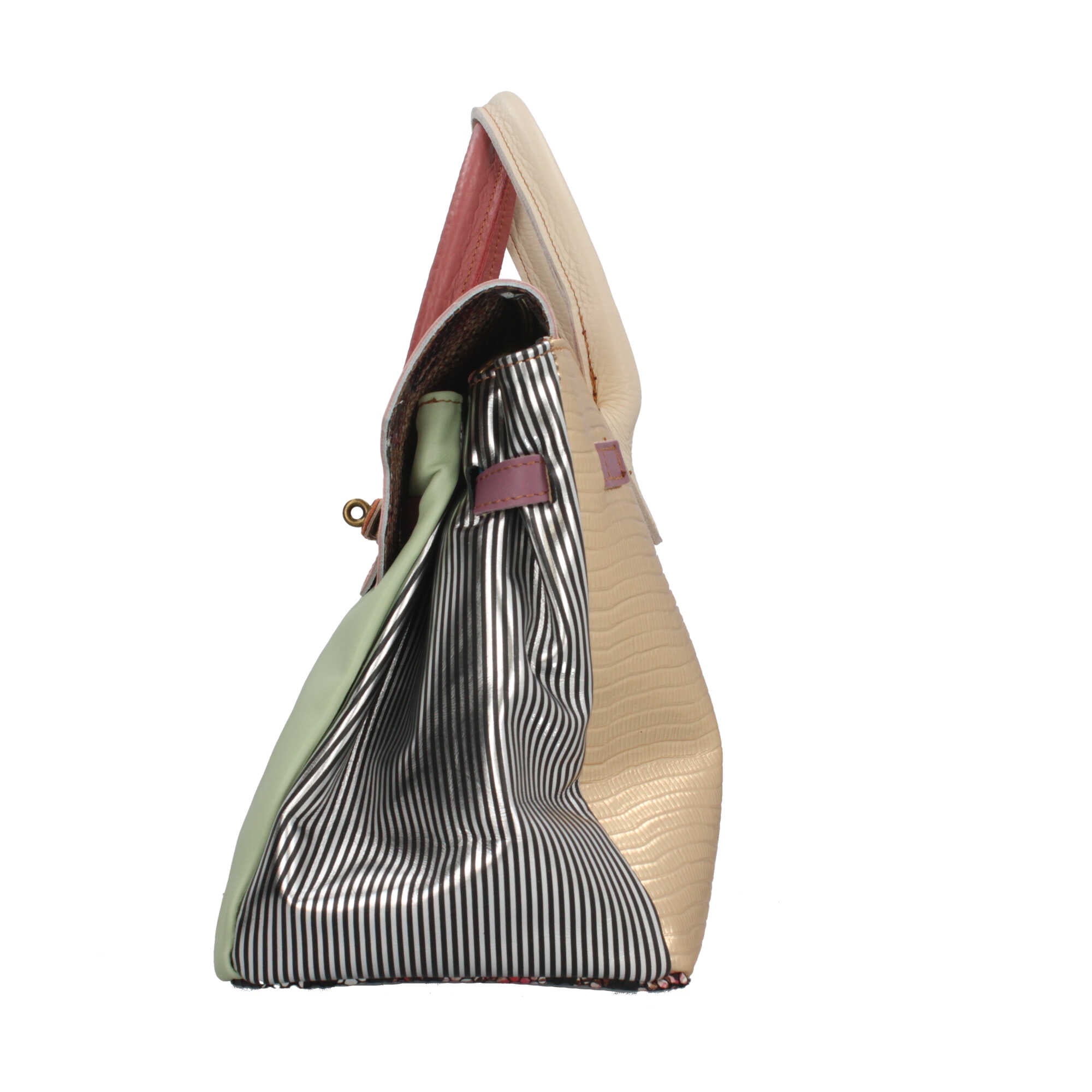 Borsa a mano elegante con design multicolore e chiusura twist