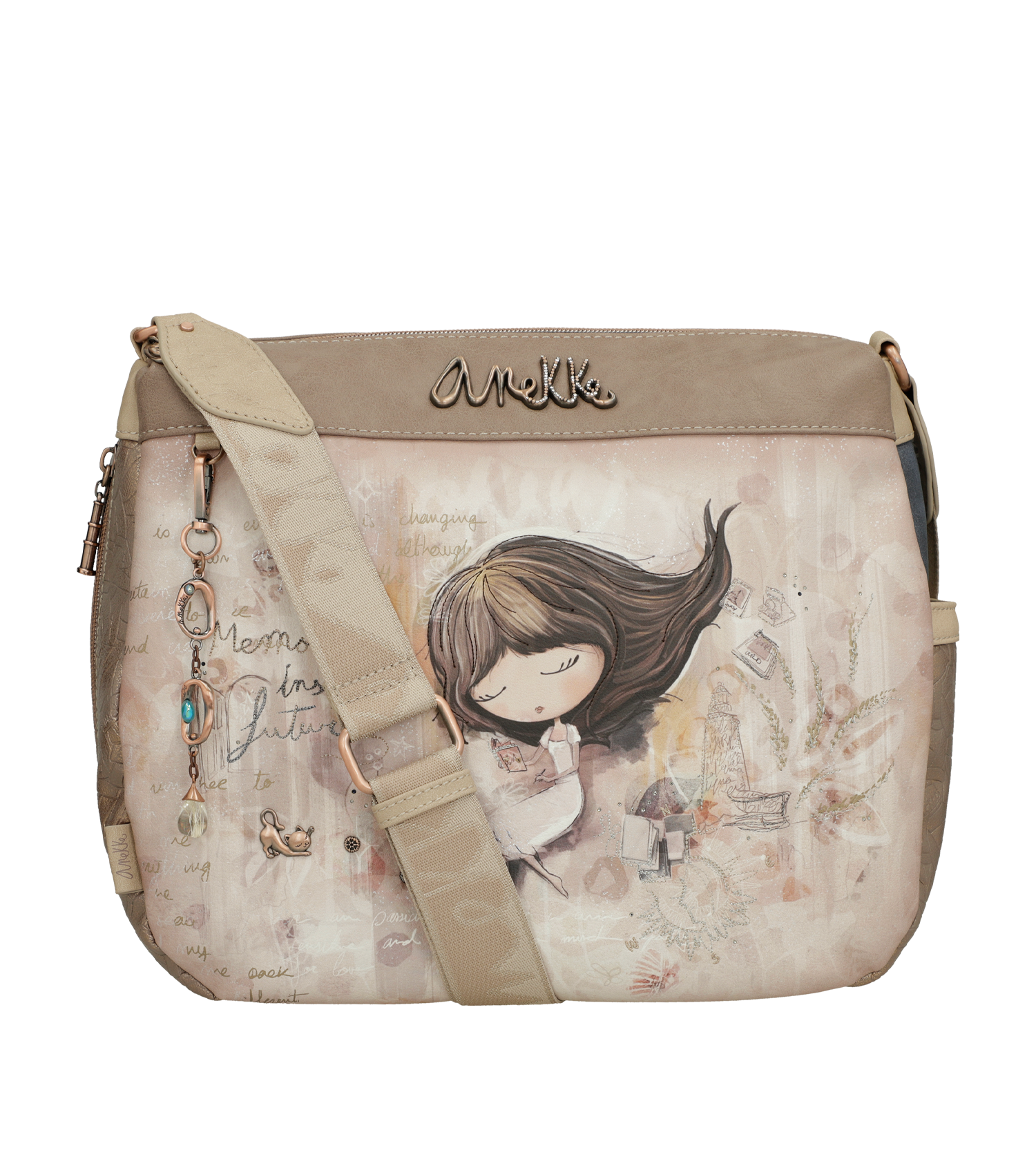 Borsa a tracolla Anekke spaziosa e raffinata con dettagli unici Beige TU | Giò Fashion