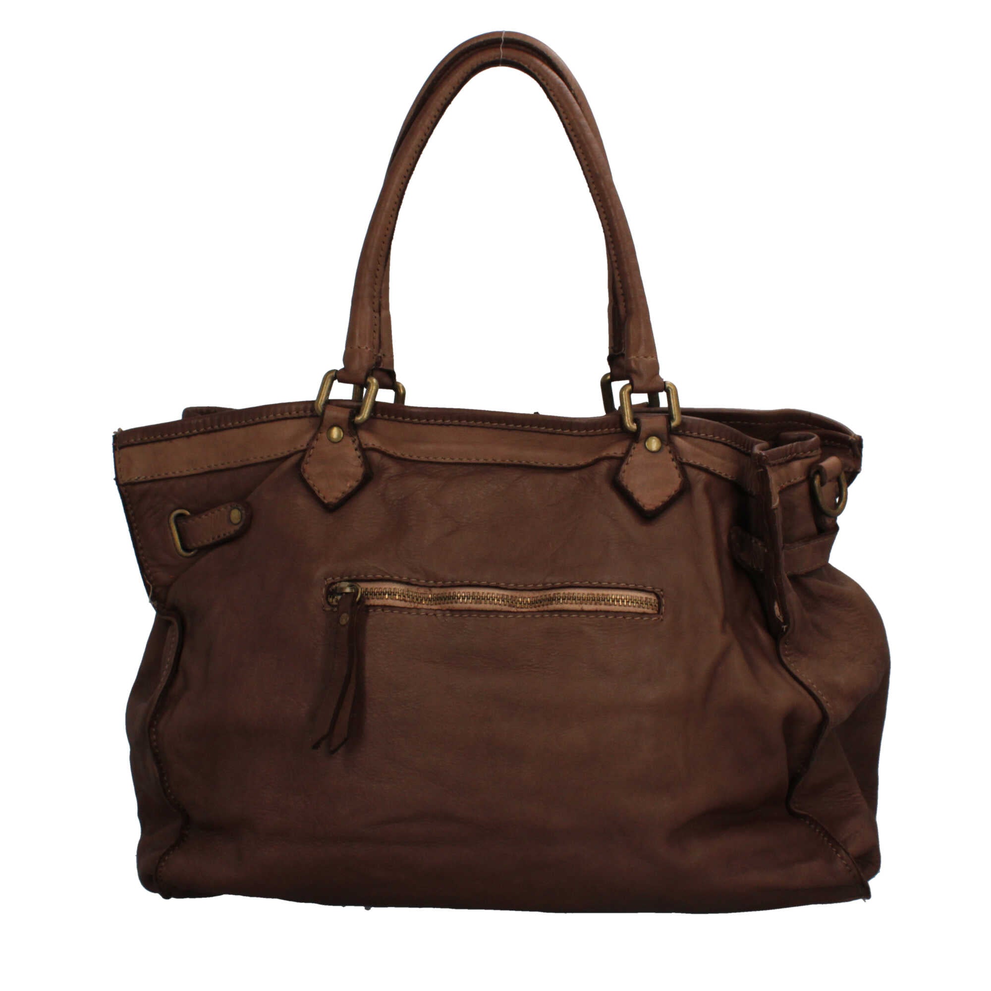 Borsa Made in Italy in pelle morbida con borchie decorative