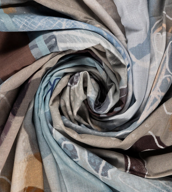 Foulard Anekke con Stampa Artistica e Dettagli Eleganti Blu TU | Giò Fashion