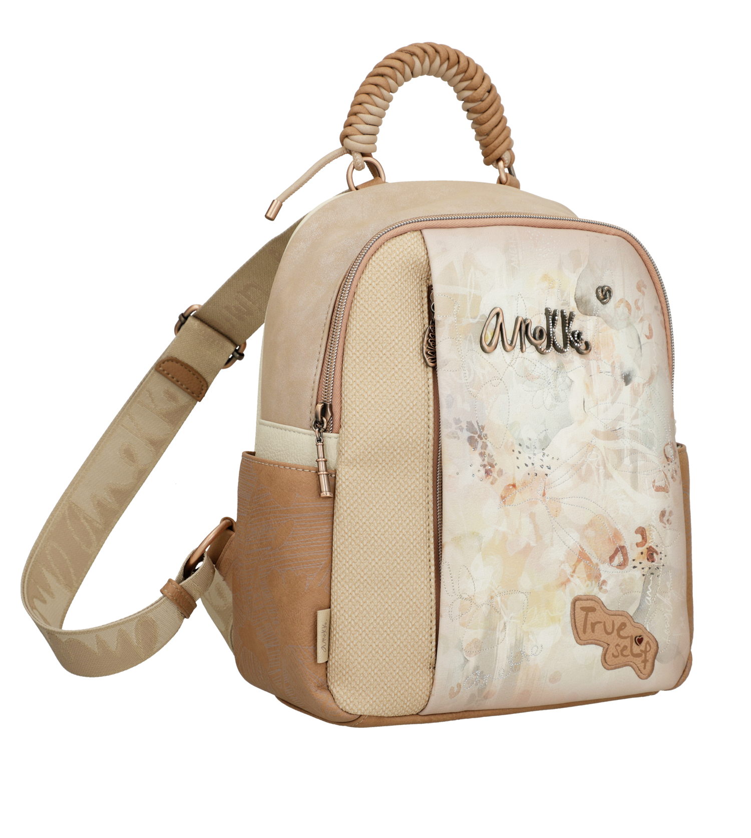 Zaino Anekke compatto ed elegante con dettagli intrecciati Beige TU | Giò Fashion