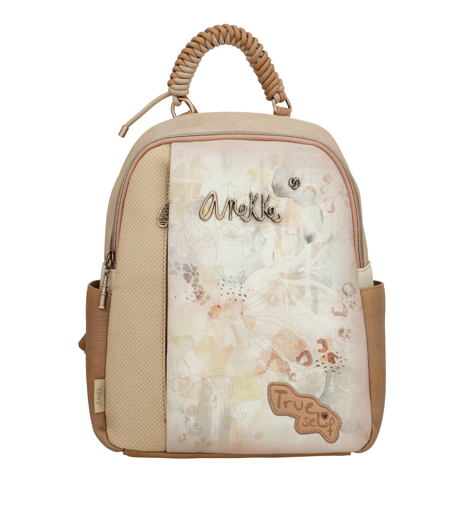 Zaino Anekke compatto ed elegante con dettagli intrecciati Beige TU | Giò Fashion