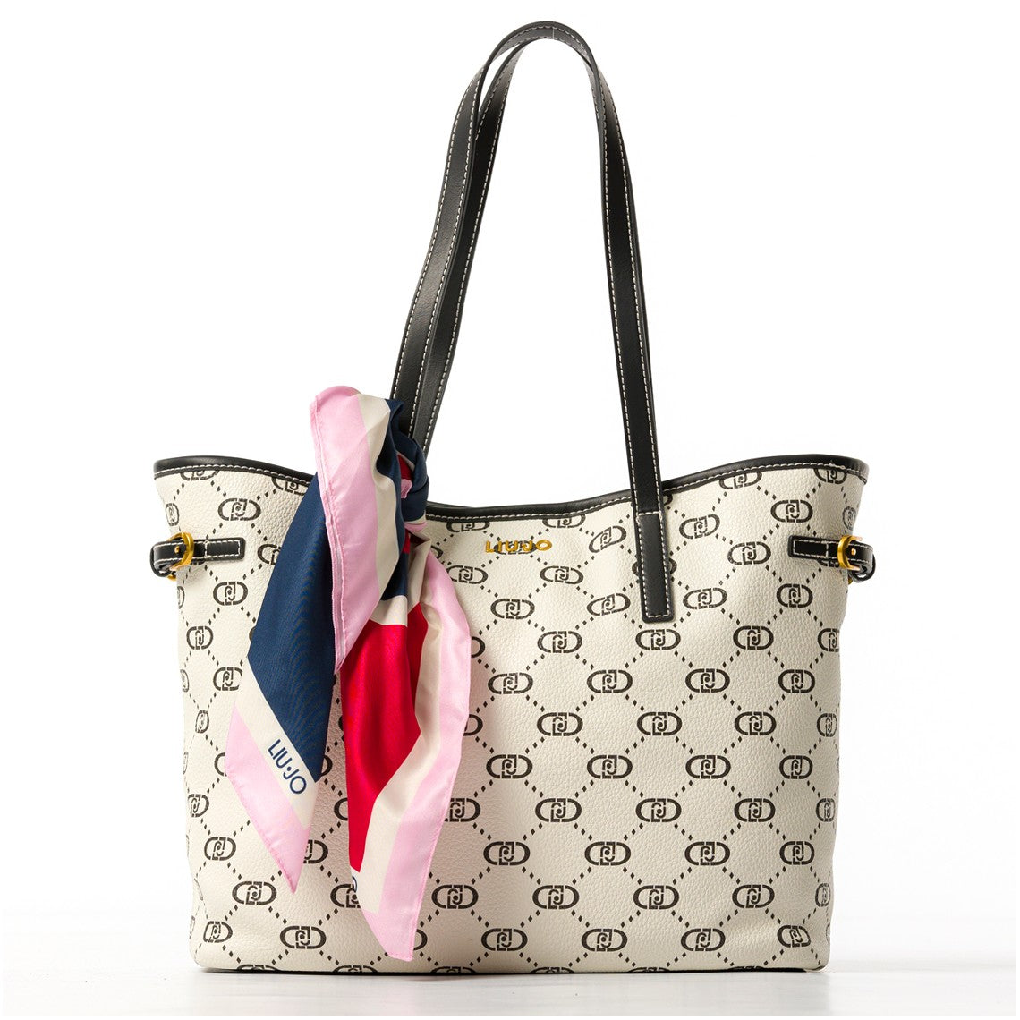 Borsa tote Liu Jo con stampa monogram e foulard decorativo Nero TU | Giò Fashion
