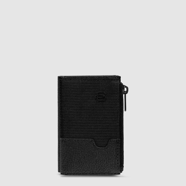 Portacarte Piquadro in pelle con zip e chiusura a pressione