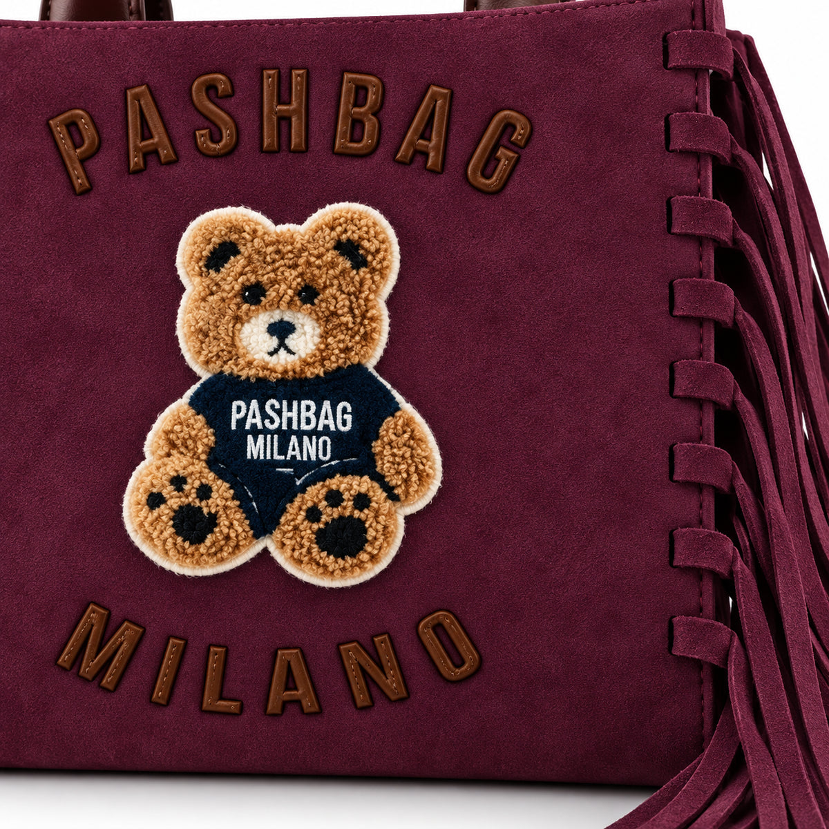 Borsa a mano Pash Bag Milano con orsetto e frange
