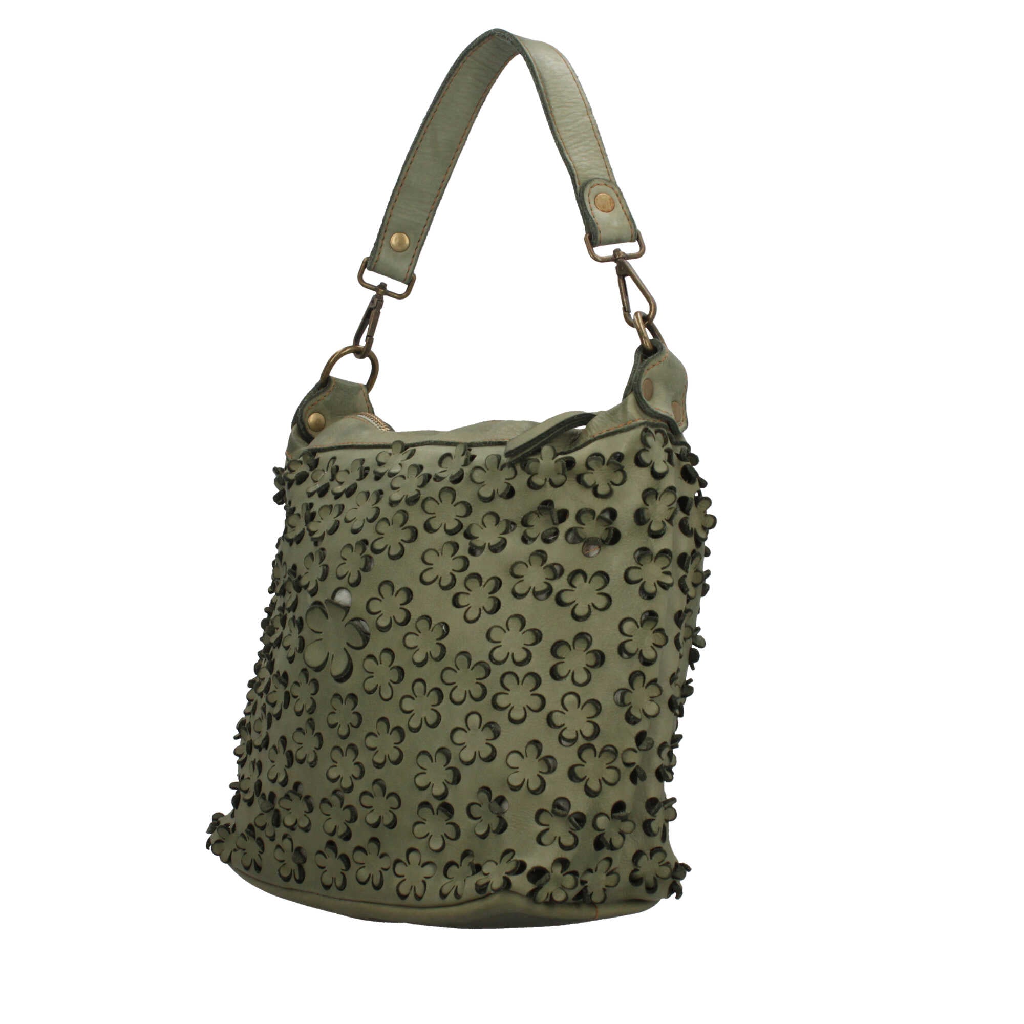 Borsa Made in Italy in vera pelle con lavorazione intrecciata a pannelli