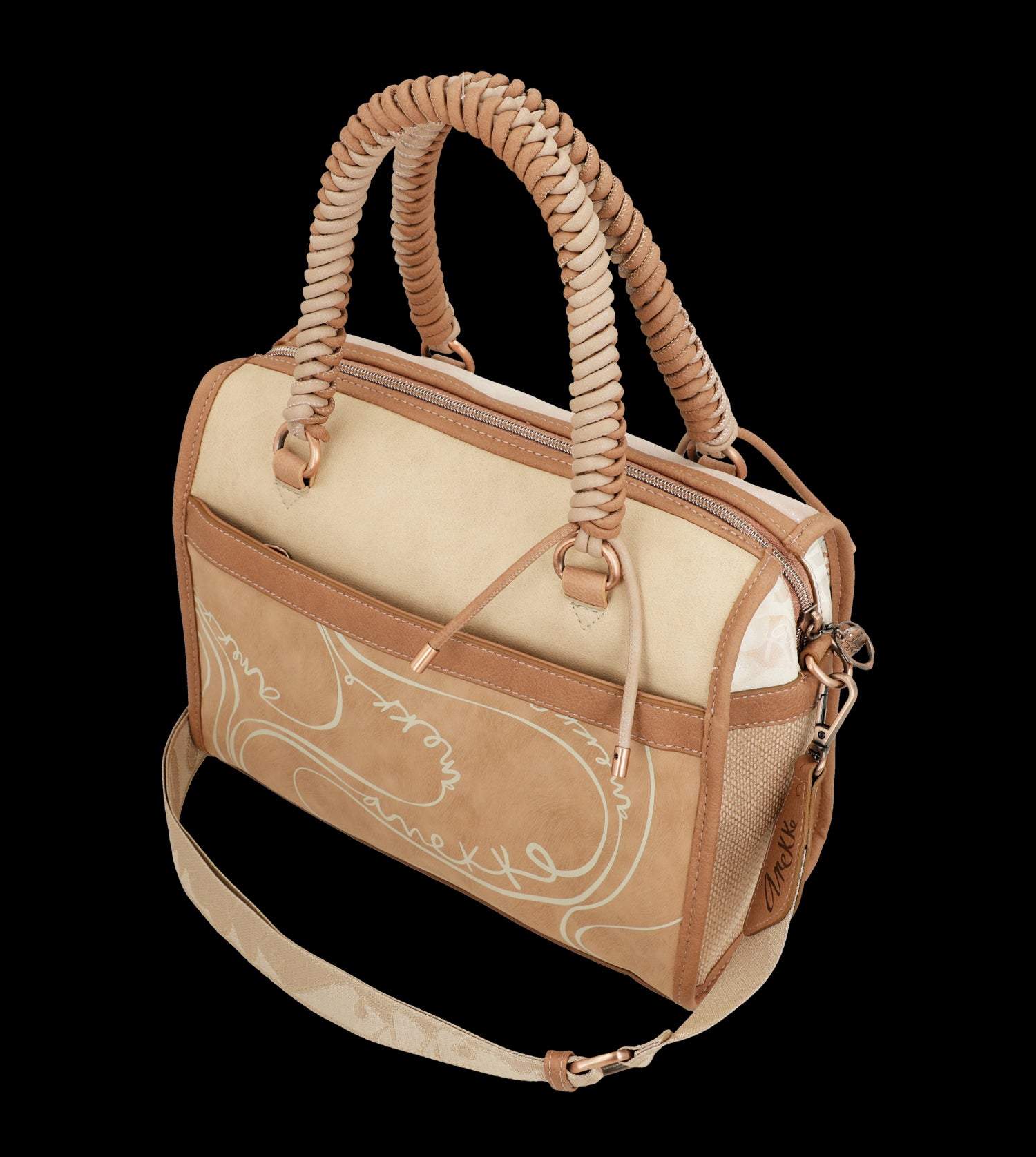 Borsa Anekke con manici intrecciati e design romantico