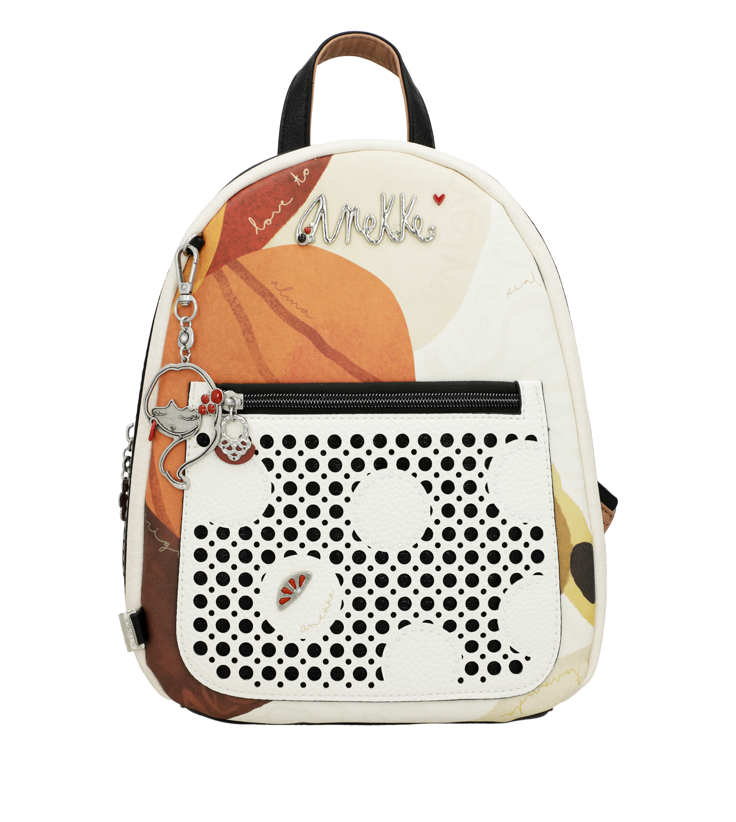 Zaino Anekke compatto con tasca traforata e charm decorativo Bianco TU | Giò Fashion