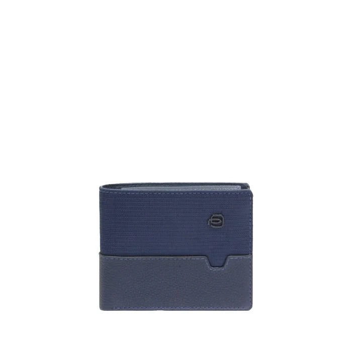 Portafoglio Piquadro in pelle e tessuto con portacarte