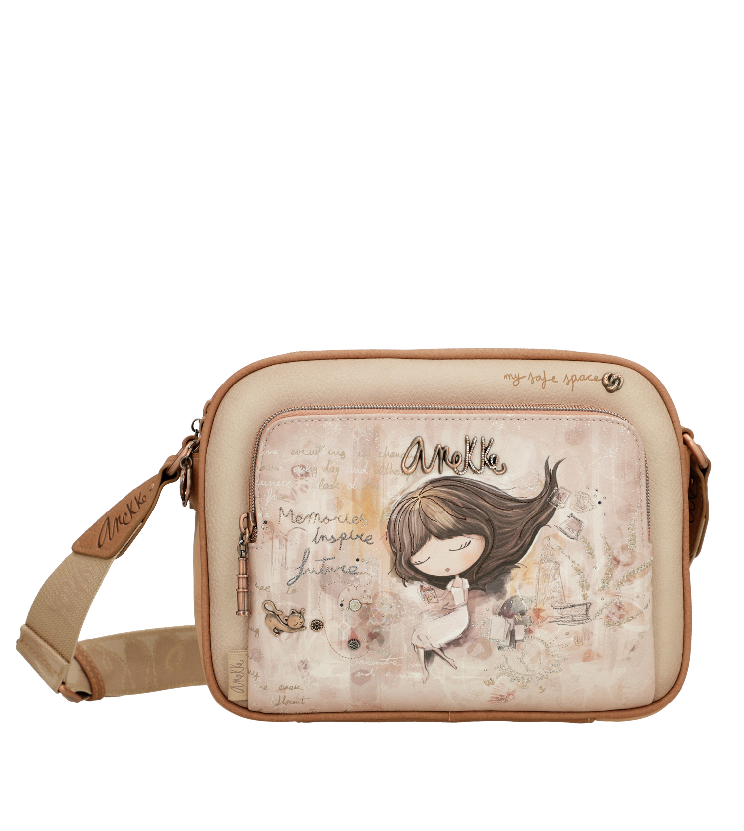 Borsa a tracolla Anekke compatta e raffinata con tasca frontale Beige TU | Giò Fashion