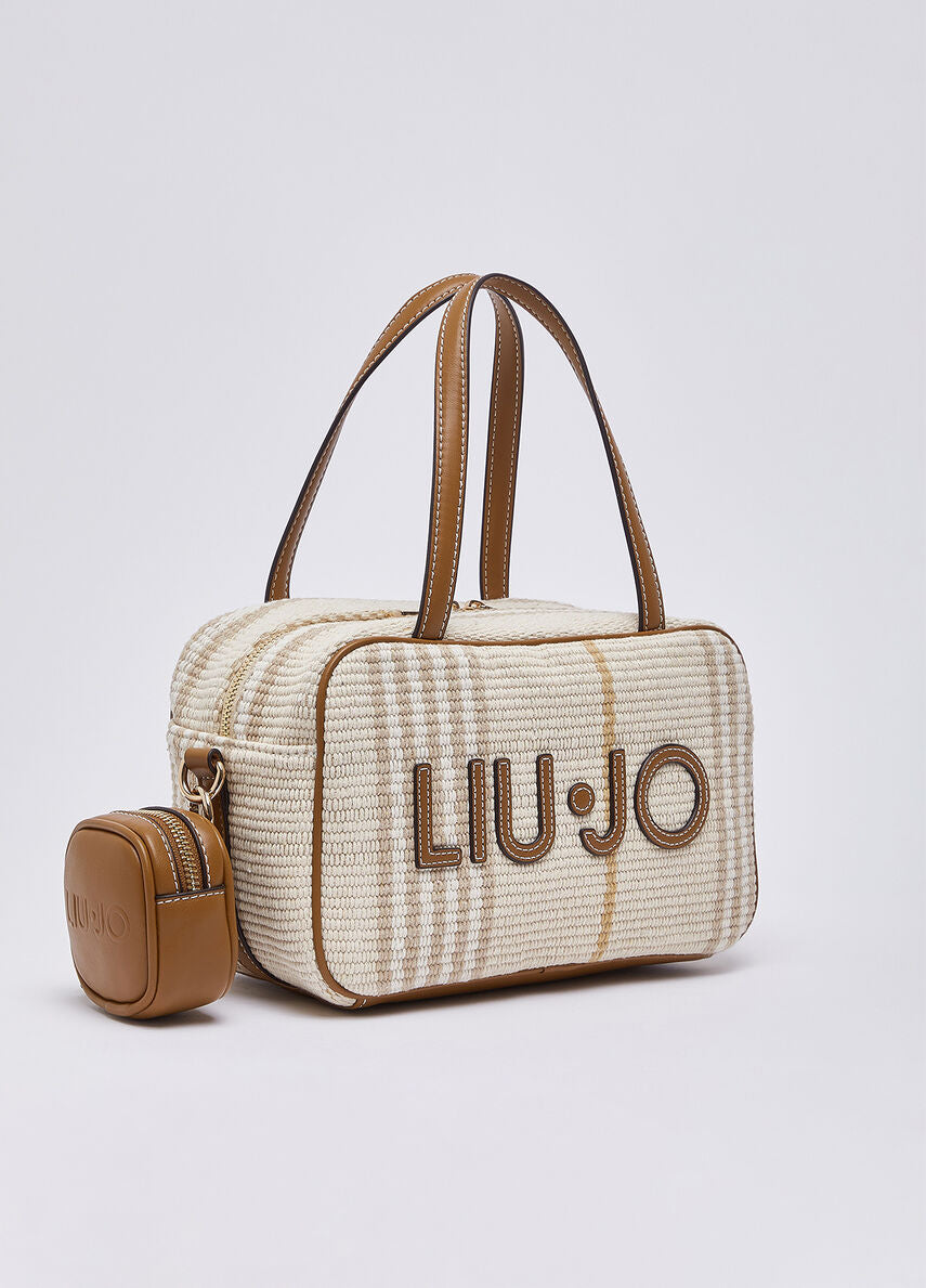 Liu Jo Borsa a Mano Effetto Intrecciato con Logo Frontale Beige TU | Giò Fashion
