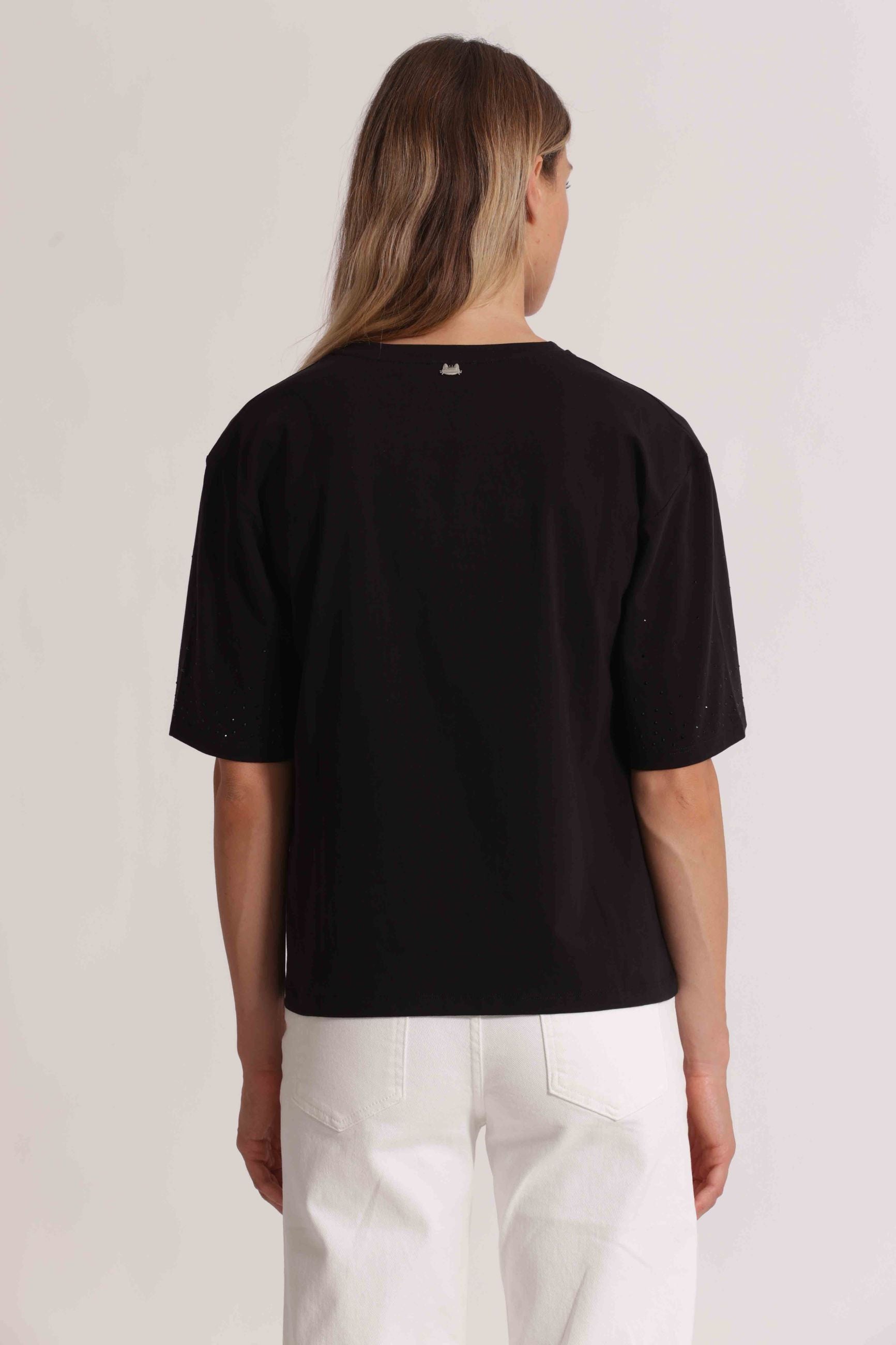 T-shirt donna Mimi Mua a maniche corte con design minimal e vestibilità morbida Nero XL | Giò Fashion