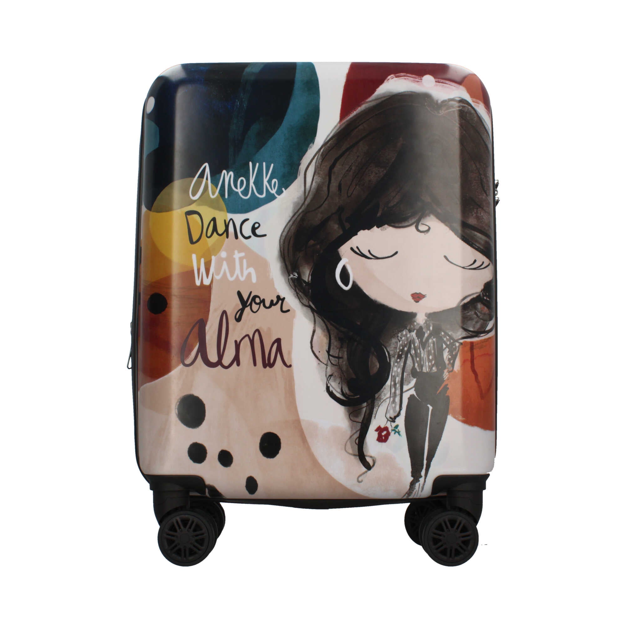 Trolley Anekke compatto con grafica ispirata all’arte Nero TU | Giò Fashion