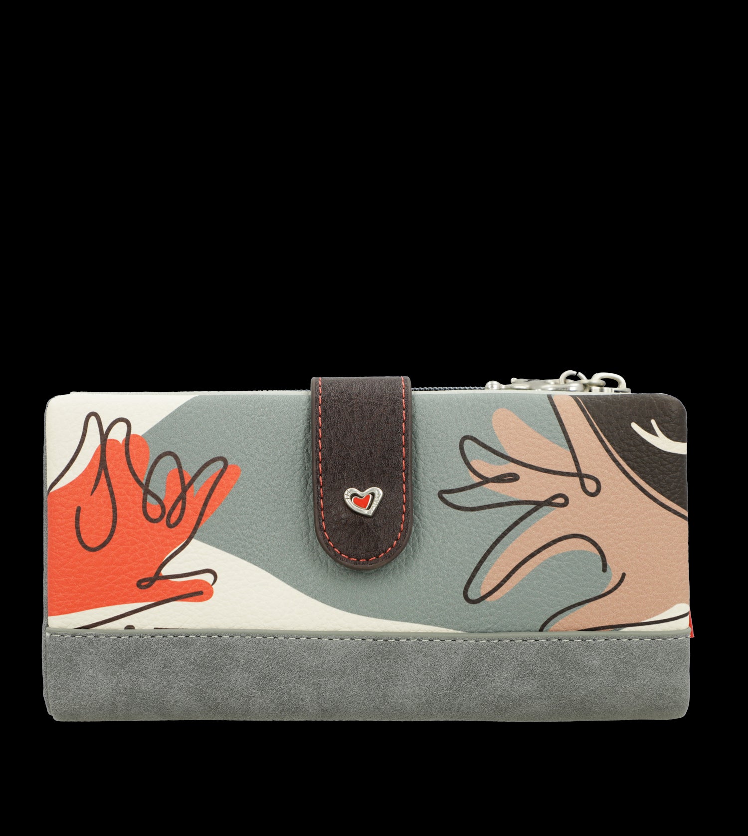 Portafoglio Anekke con ricami artistici e chiusura zip