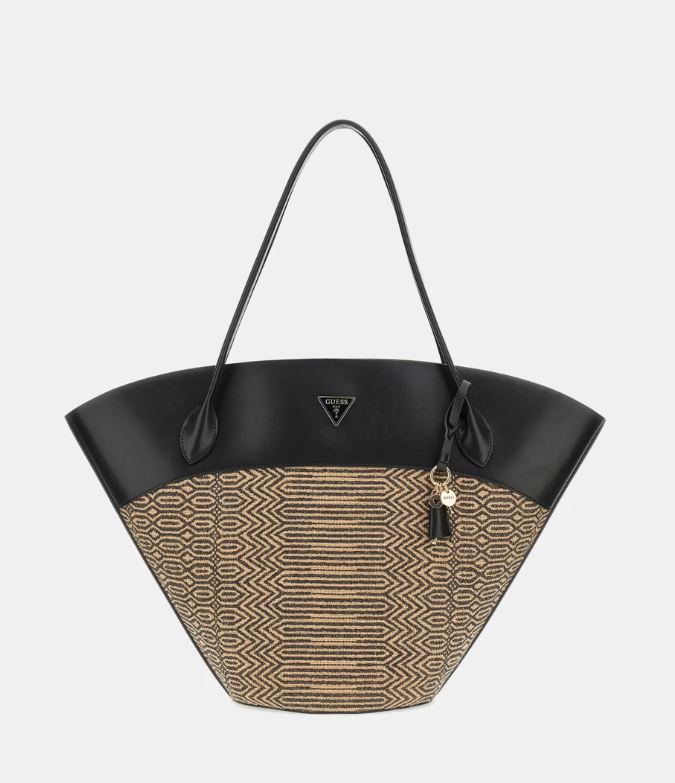 Borsa shopper Guess con stampa logo e dettagli eleganti NERO TU | Giò Fashion