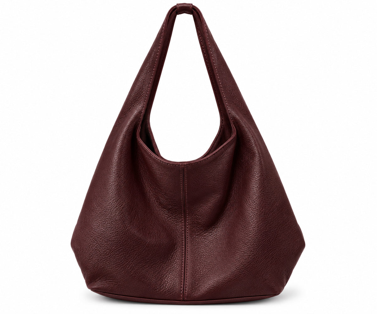 Borsa a Spalla in Vera Pelle Martellata dal Design Morbido