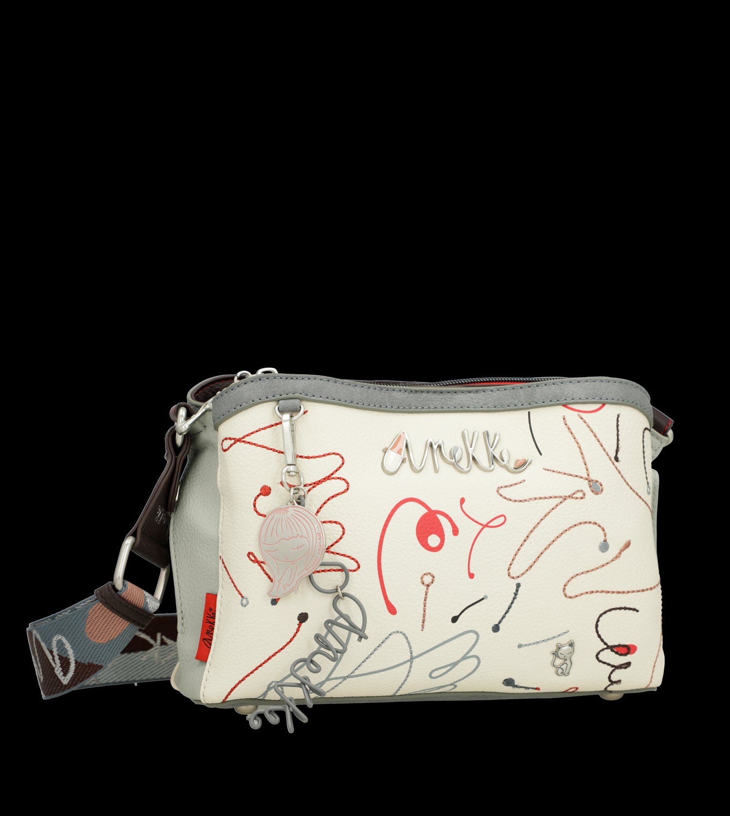 Borsa a tracolla Anekke compatta con design artistico