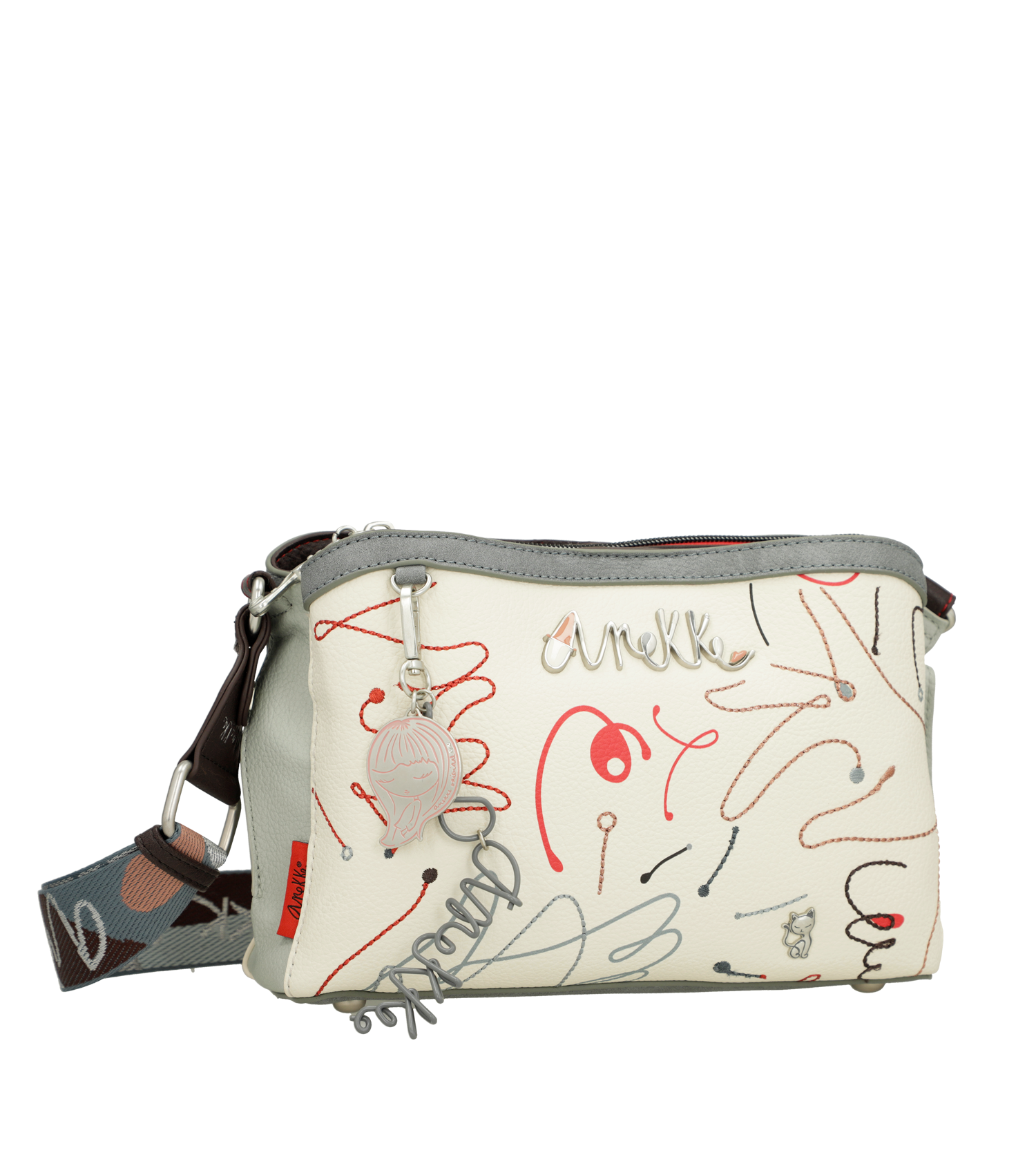 Borsa a tracolla Anekke compatta con design artistico Bianco TU | Giò Fashion