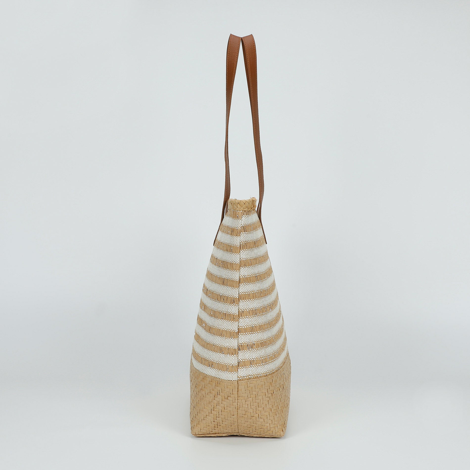 Borsa Mimi Mua in paglia intrecciata con manici lunghi